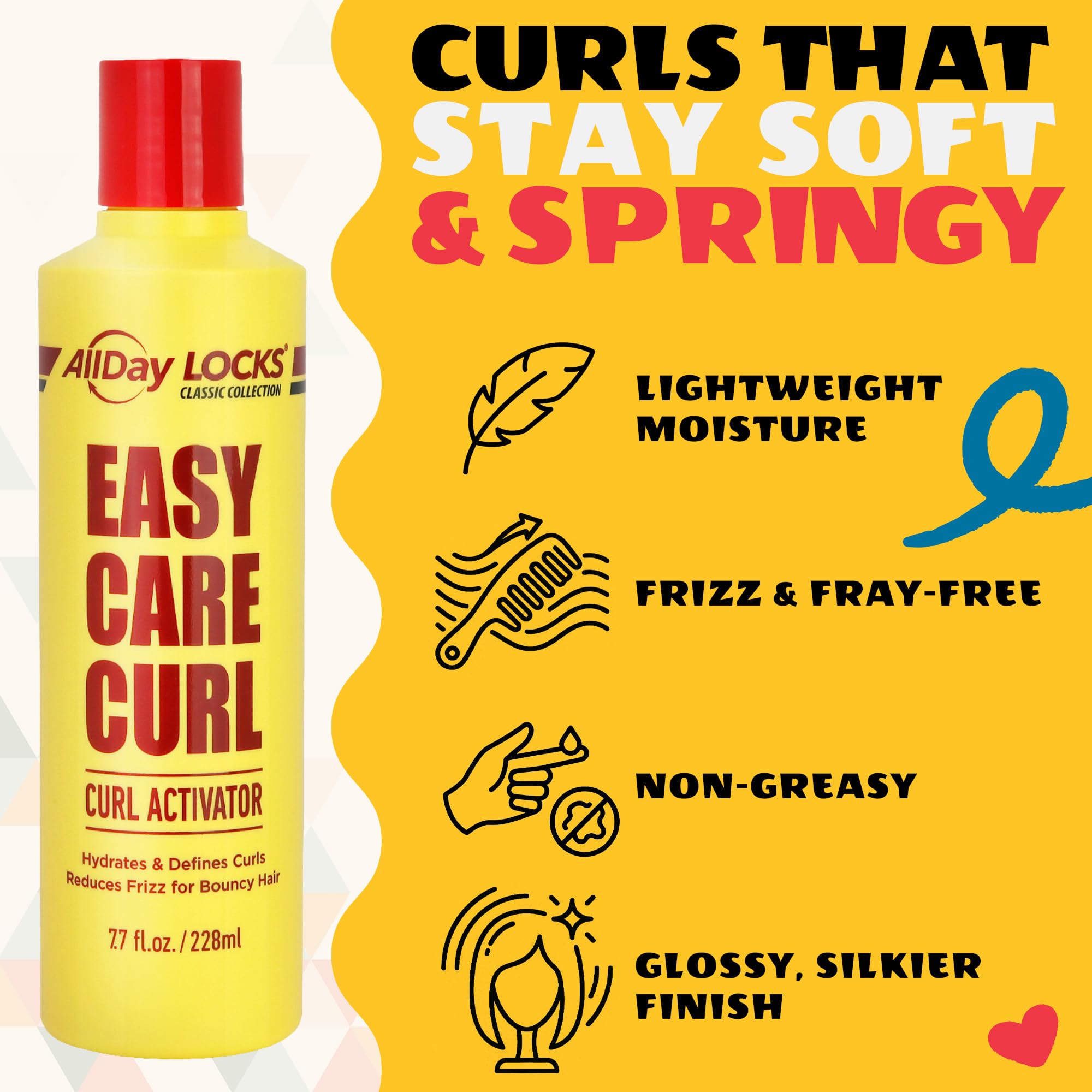 AllDay Locks Classic Easy Care Curl Activator - Activator Product for Curly Hair, Defines & Moisturizes Strands, Milky Cream Product for Men and Women, Easy Curling and Styling - 7.7 oz Bottle AllDay Locks Au supplements