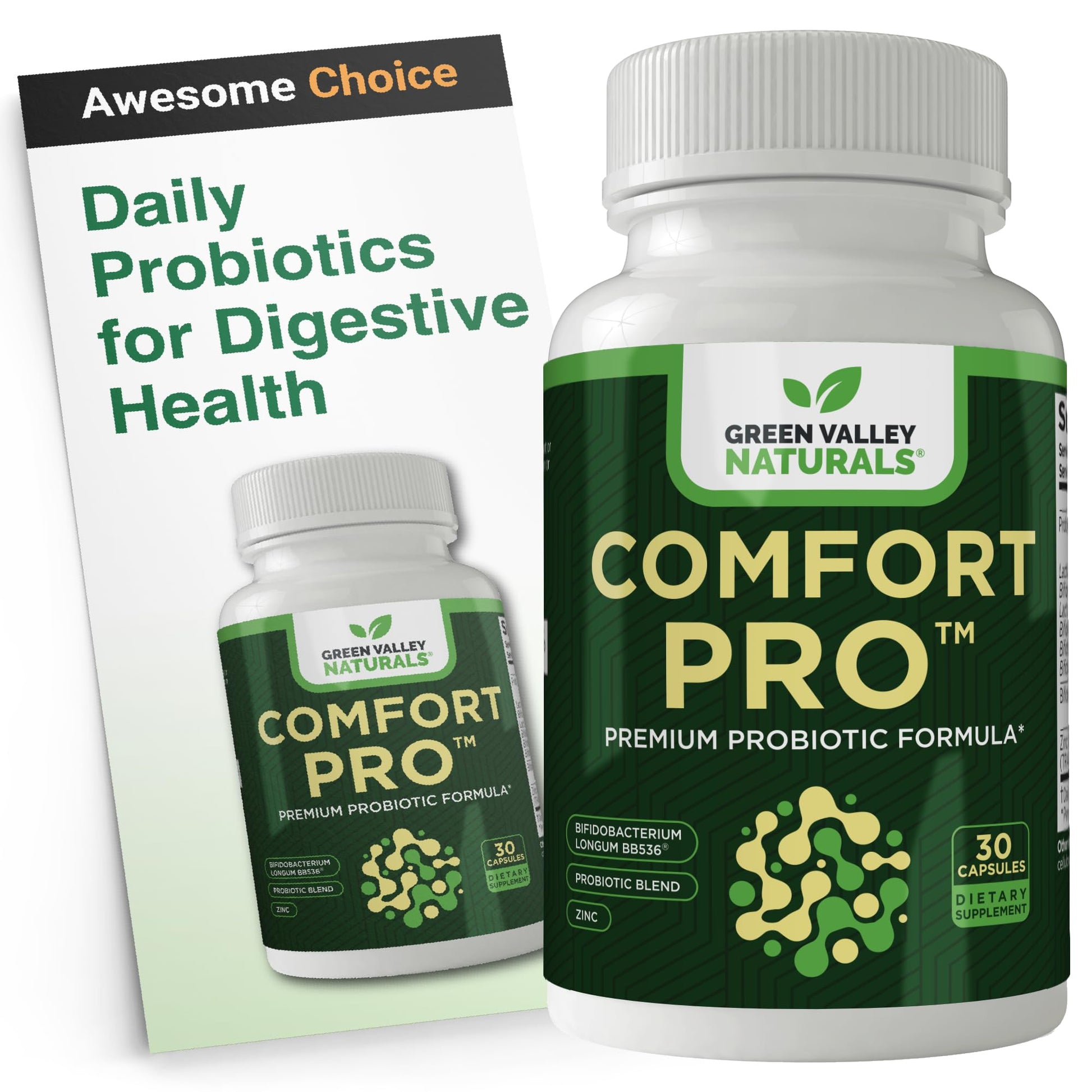ComfortPro™ Daily Probiotics for Digestive Health | Constipation Relief & Bloating Support for Women & Men | Gut Cleanse with Zinc | Helps Reduce Gas & Promotes Digestive Regularity | Valley Formula GREEN VALLEY NATURALS Au supplements