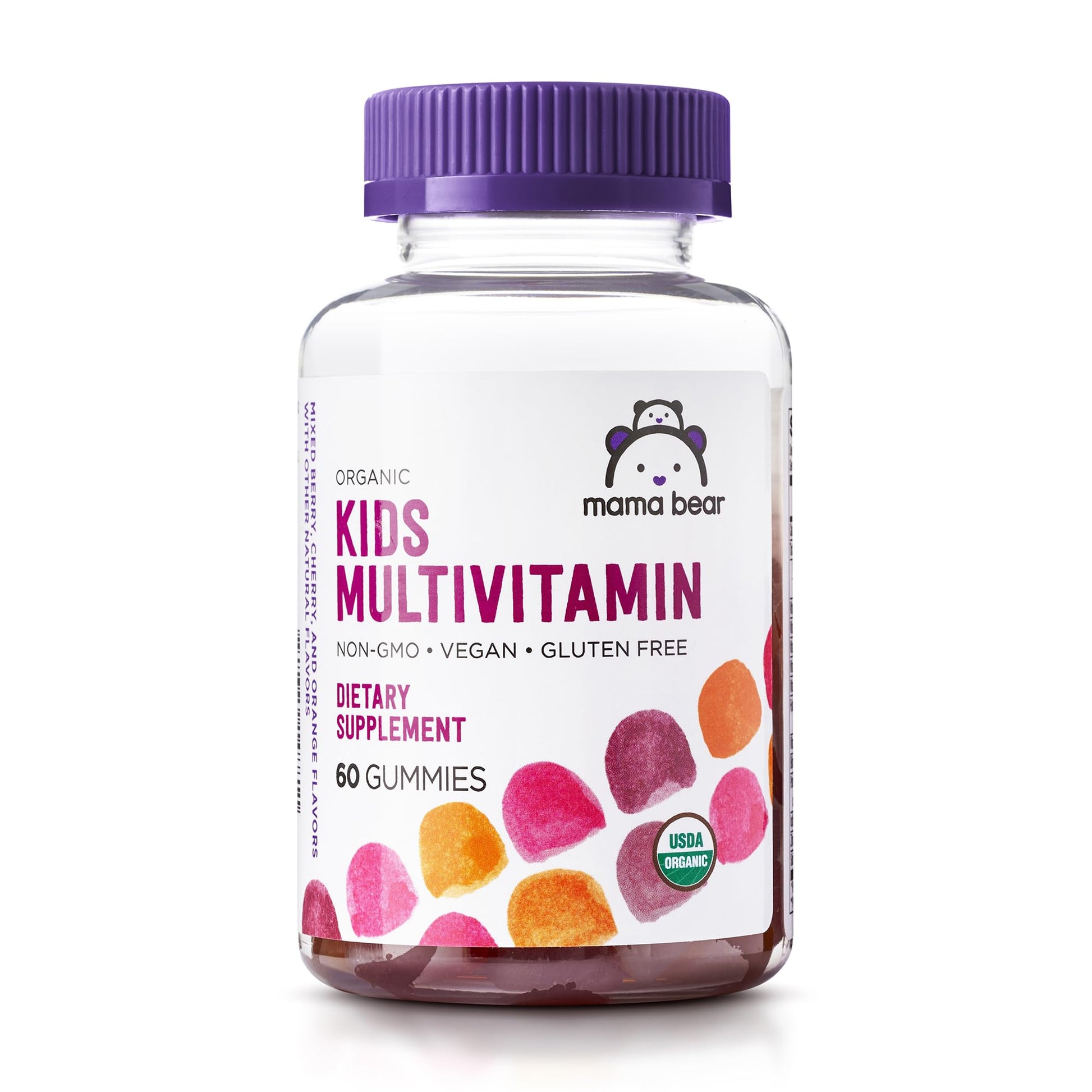 Amazon Brand - Mama Bear Organic Kids Multivitamin, 60 Gummies, 1 Month Supply (Packaging May Vary), Berry, Cherry & Orange Mama Bear Au supplements