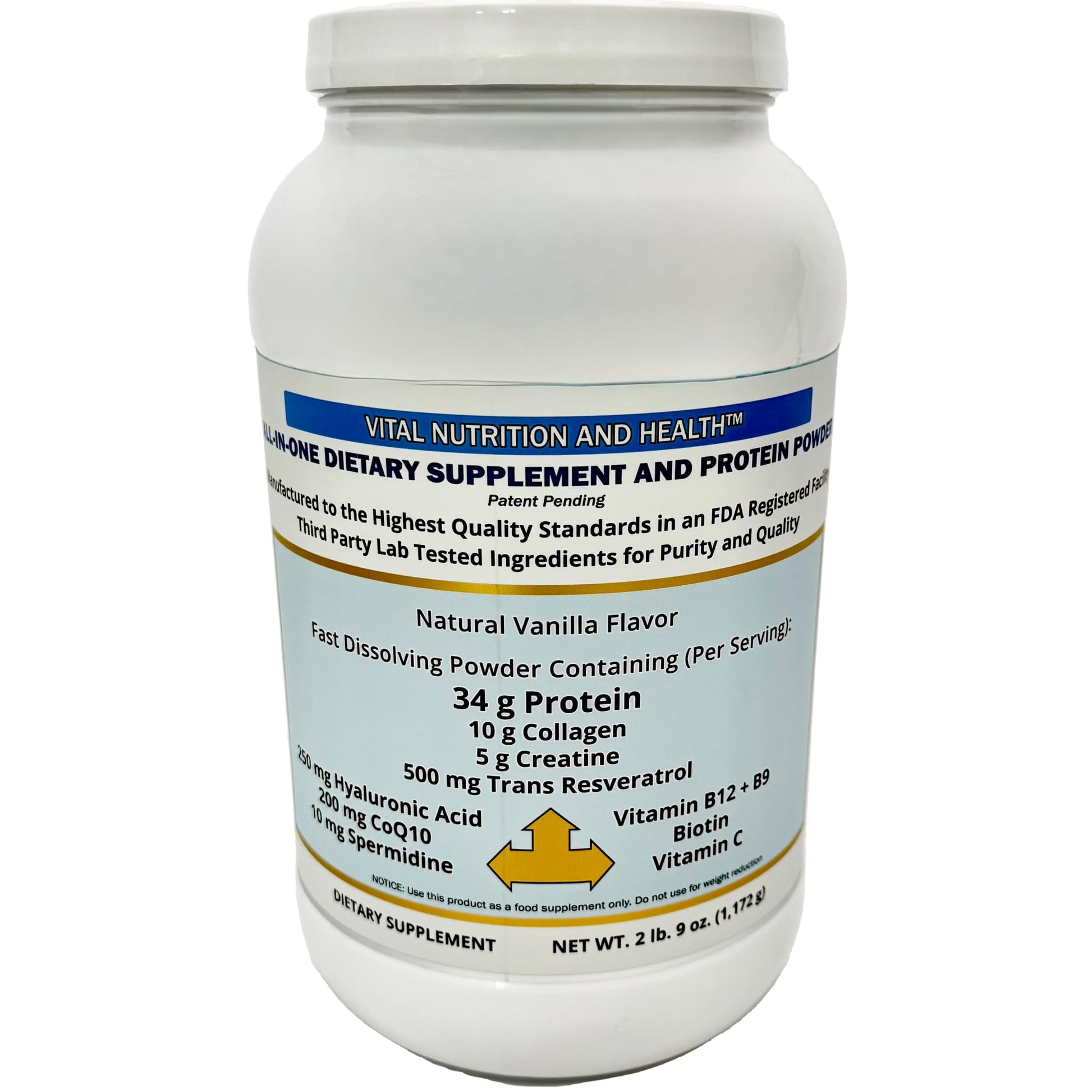 Vital Nutrition and Health All-in-One Powder: Protein, Collagen, Creatine, Resveratrol, Spermidine, Hyaluronic Acid, CoQ10 + Key Vitamins Vital Nutrition and Health Au supplements