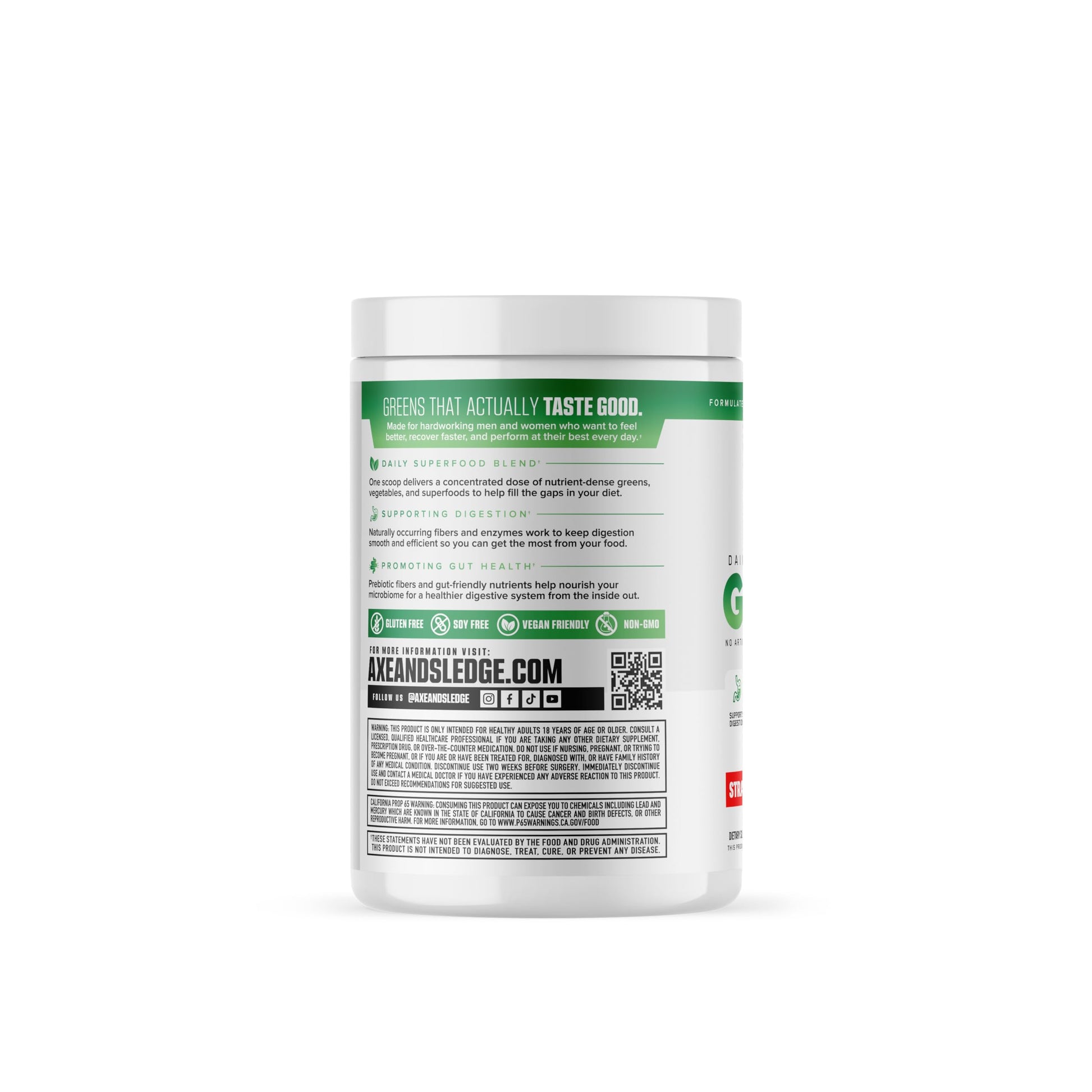 Axe & Sledge Super Greens and Reds Powder – Greens Drink with Superfoods, Probiotics & Digestive Enzymes for Energy, Gut Health & Bloating | Strawberry Banana Axe & Sledge Au supplements