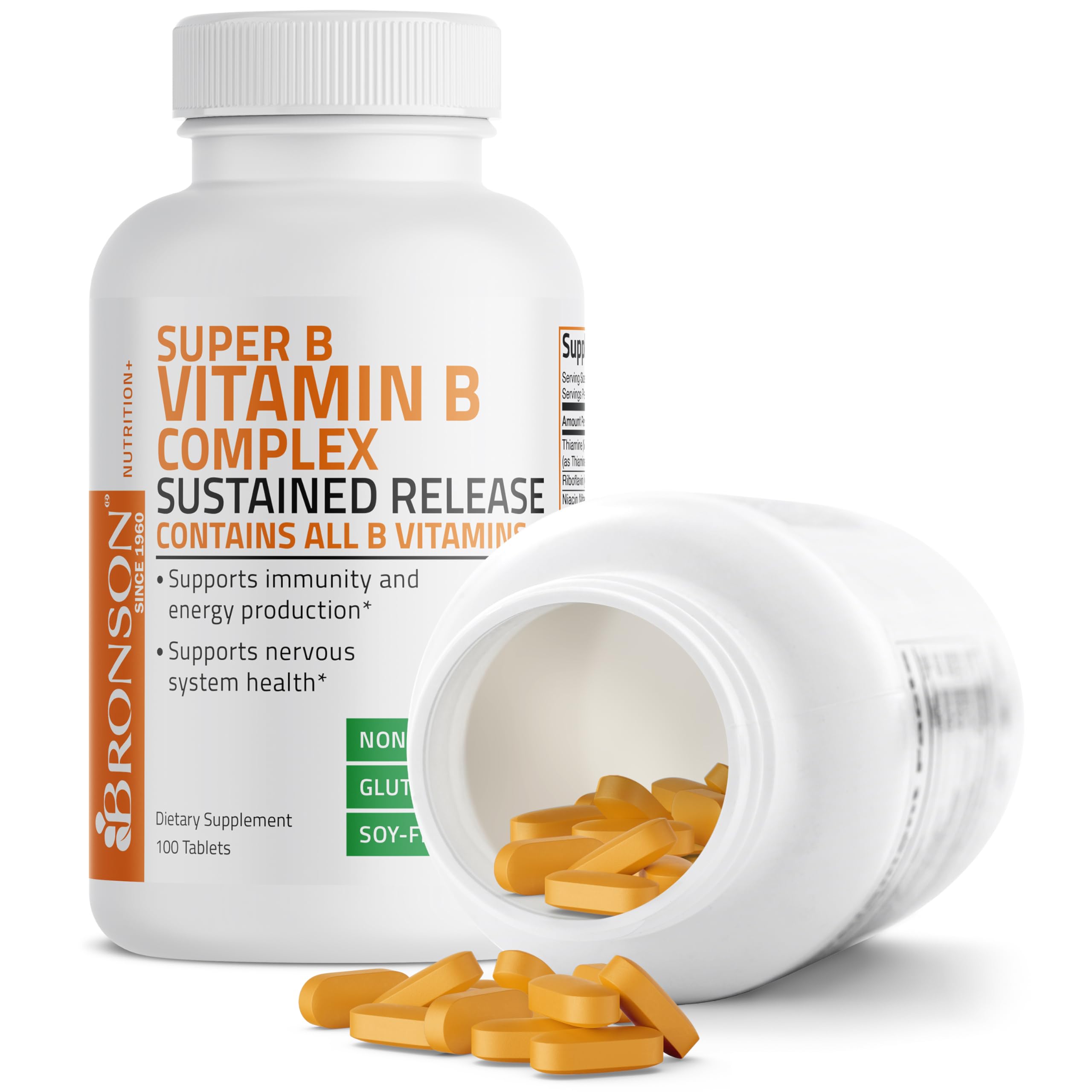 Bronson Super B Vitamin B Complex Sustained Slow Release Vitamin B1, B2, B3, B6, B9 Bronson Au supplements
