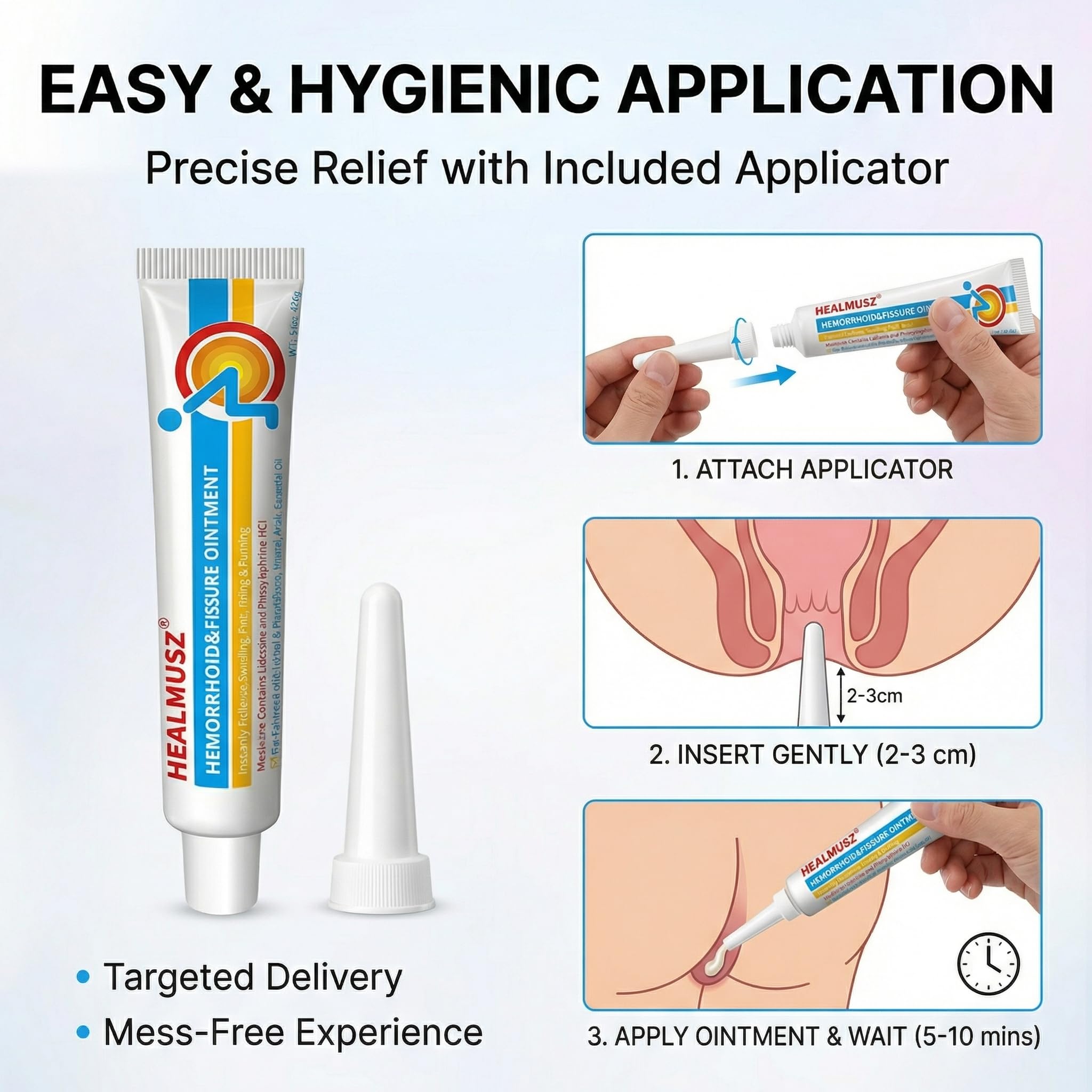 HEALMUSZ Hemorrhoid & Fissure Ointment,with 4% Lidocaine and Phenylephrine HCl,Fast Relief for Pain, Swelling, Discomfort & Itching | 1.5 oz HEALMUSZ Au supplements