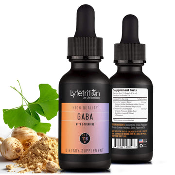 Lyfetrition GABA with L-Theanine, Ginkgo Biloba (Salisburia biloba) Extract, Organic Peruvian MACA Root (Lepidium meyenii) Extract, 118 ml, 4 FL Oz Liquid, 220 Servings, Made in USA, Quick Absorption Lyfetrition Au supplements