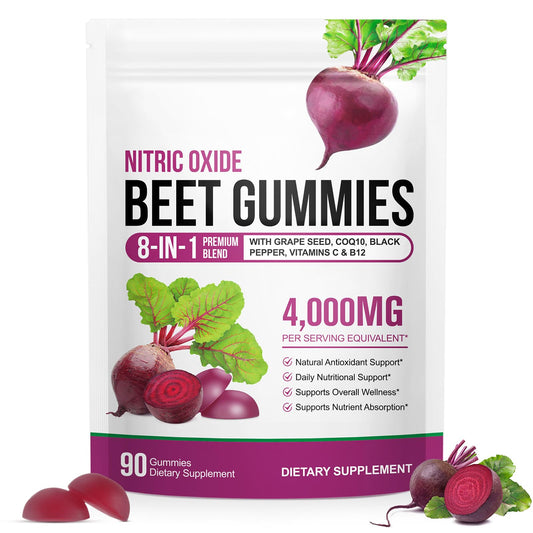 Beet Root Gummies Enriched with 200mg CoQ10 & Beet Root Extract for Blood Pressure, Heart Health Support, Energy Level Suport, Promoting Nitric Oxide chenyayunUS supplements
