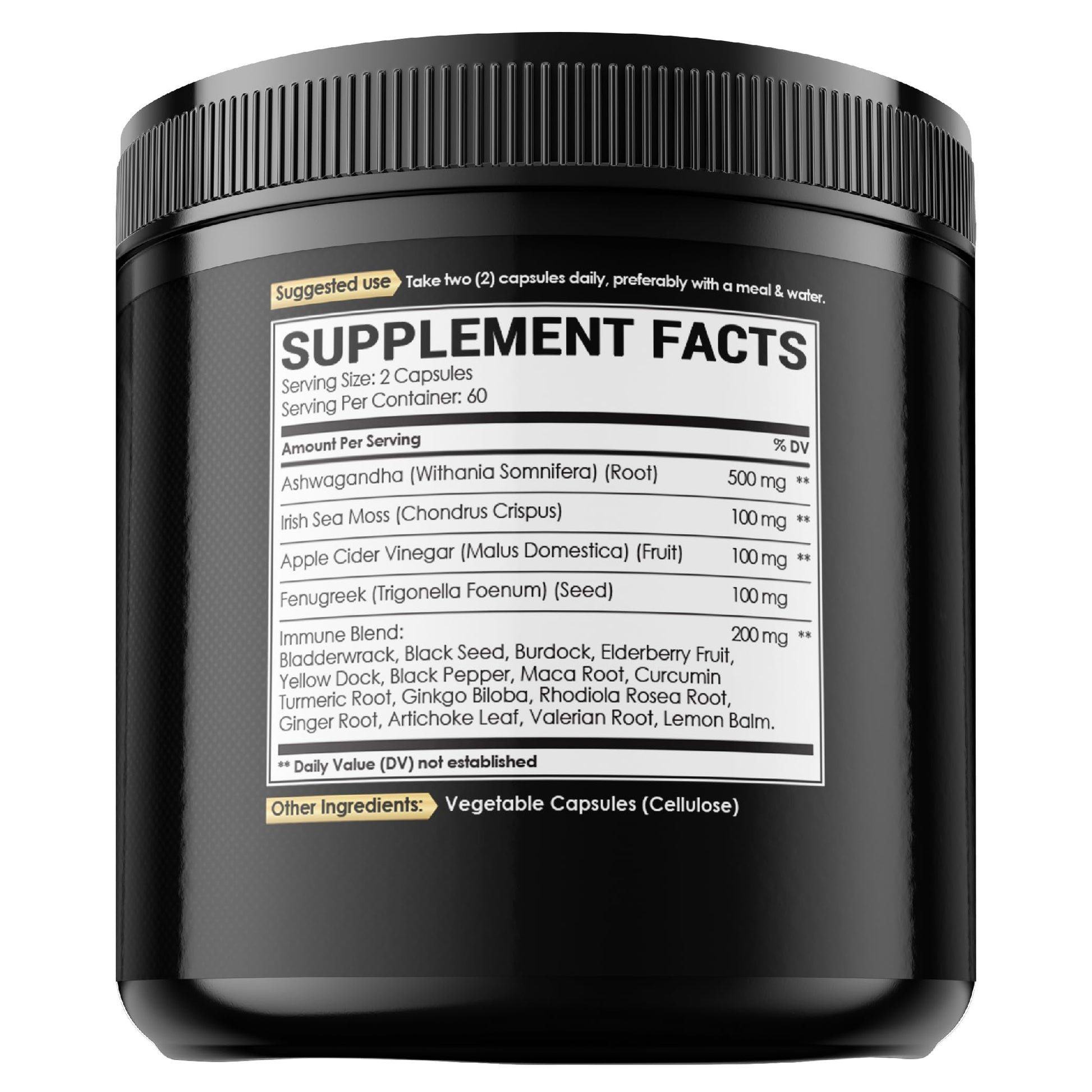 NUQIIT Organic Ashwangdha Capsules 15000mg Irish Sea Moss Apple Cider Vinegar & More - Support Brain Health, Strength & Immune System - 120 Vegan Capsules NUQIIT Au supplements