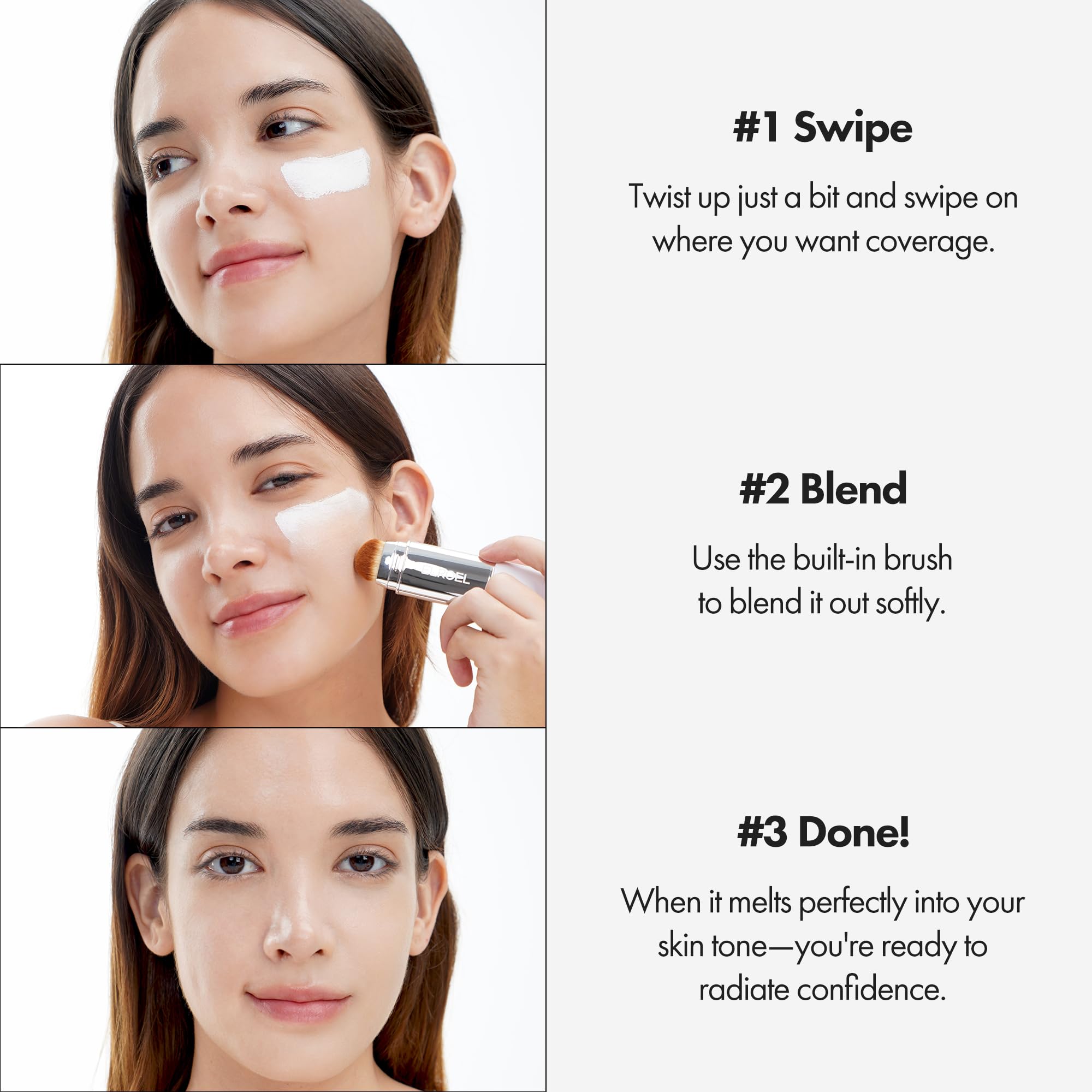 ELROEL Blanc Cover Cream Stick V White - Korean Color-Changing Foundation Stick with Volufiline - Medium to Full Coverage Dewy Finish Base Makeup - Dual-Ended with Detachable Brush (202 Natural) ELROEL Au supplements