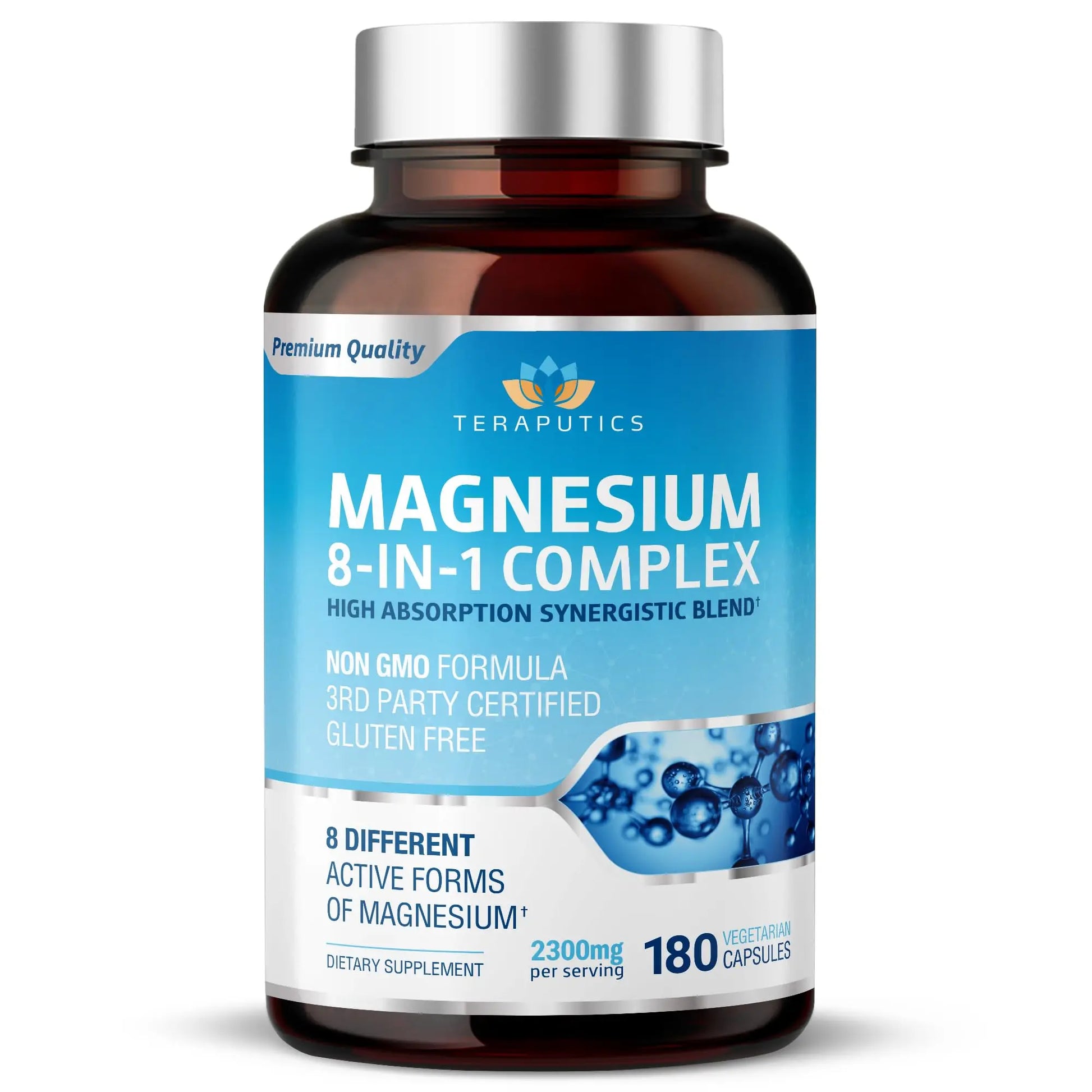 8 in 1 Magnesium Complex for Women & Men 426mg | 180 Vegan Capsules | MAG-8 Blend: Citrate, Bisglycinate, Malate, & More | Non-GMO Magnesio Complex Supplement | Provides 100% Daily Recommended Value Teraputics Au supplements