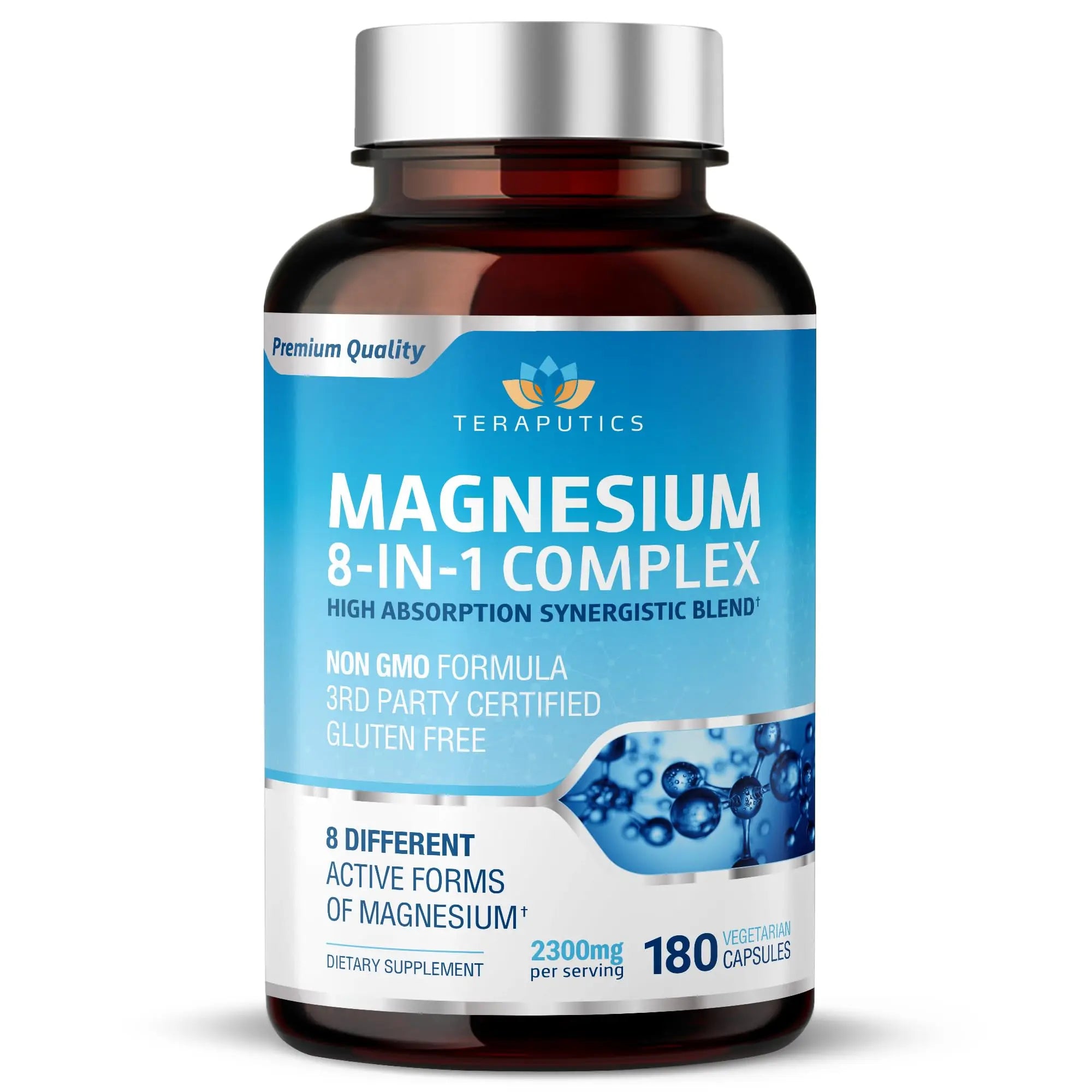8 in 1 Magnesium Complex for Women & Men 426mg | 180 Vegan Capsules | MAG-8 Blend: Citrate, Bisglycinate, Malate, & More | Non-GMO Magnesio Complex Supplement | Provides 100% Daily Recommended Value Teraputics Au supplements