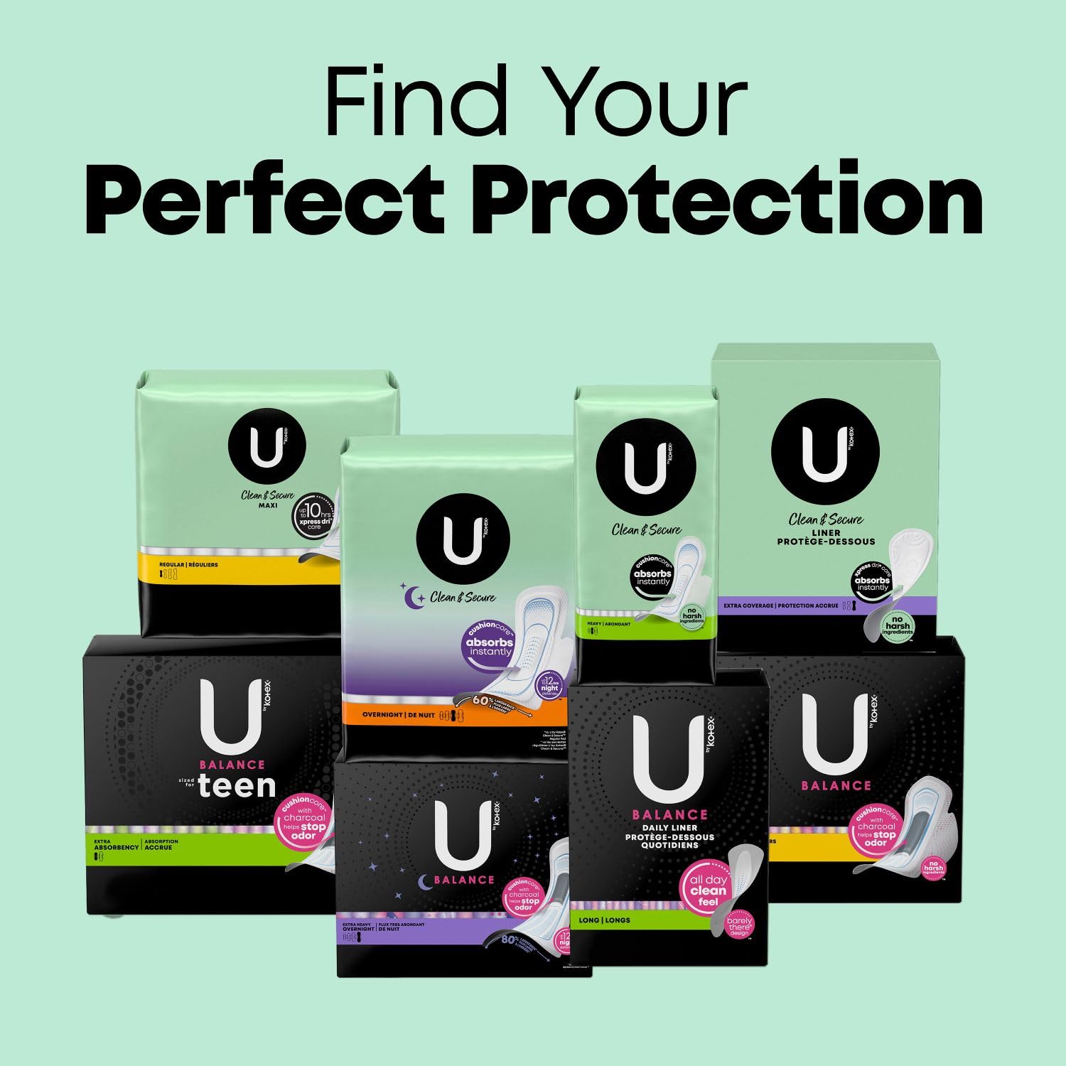 U by Kotex Clean & Secure Panty Liners, Light Absorbency, Regular Length, 516 Count U by Kotex Au supplements