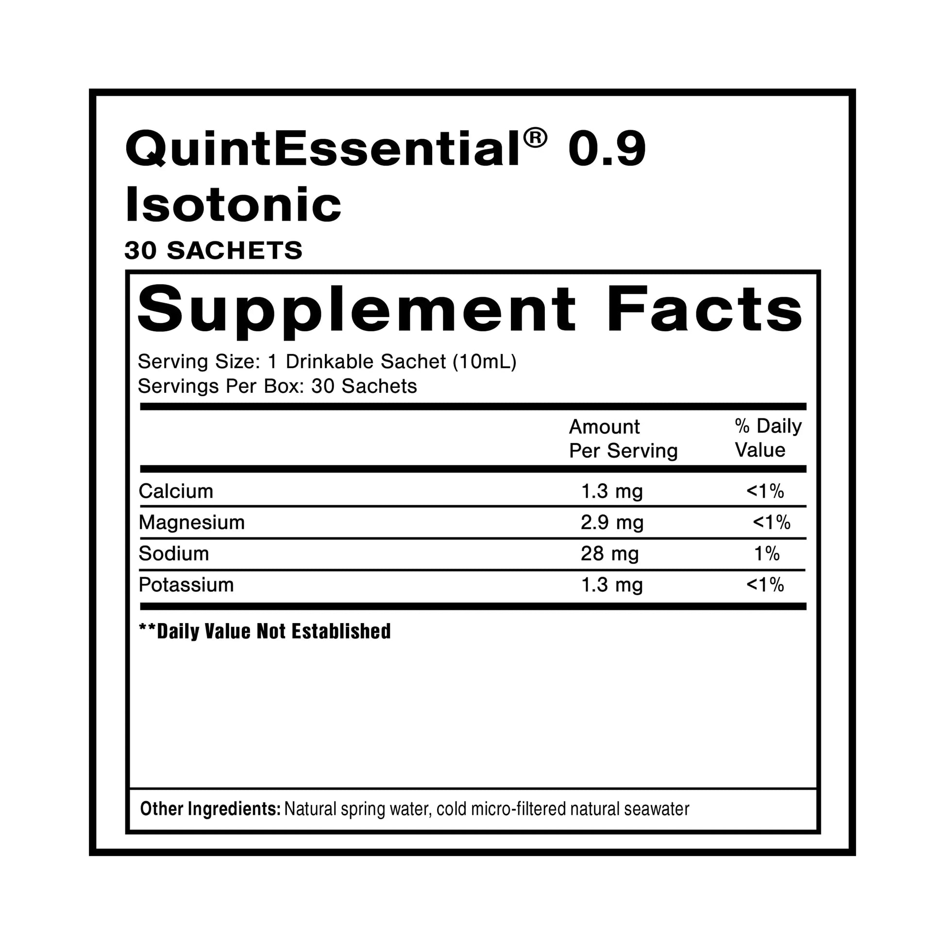 Quicksilver Scientific Quintessential 0.9 Sachets - Isotonic Solution with Sea Water Minerals + Alpine Spring - Liquid Hydration, Electrolyte + Multi Minerals Supplement (30 Count) Quicksilver Scientific Au supplements