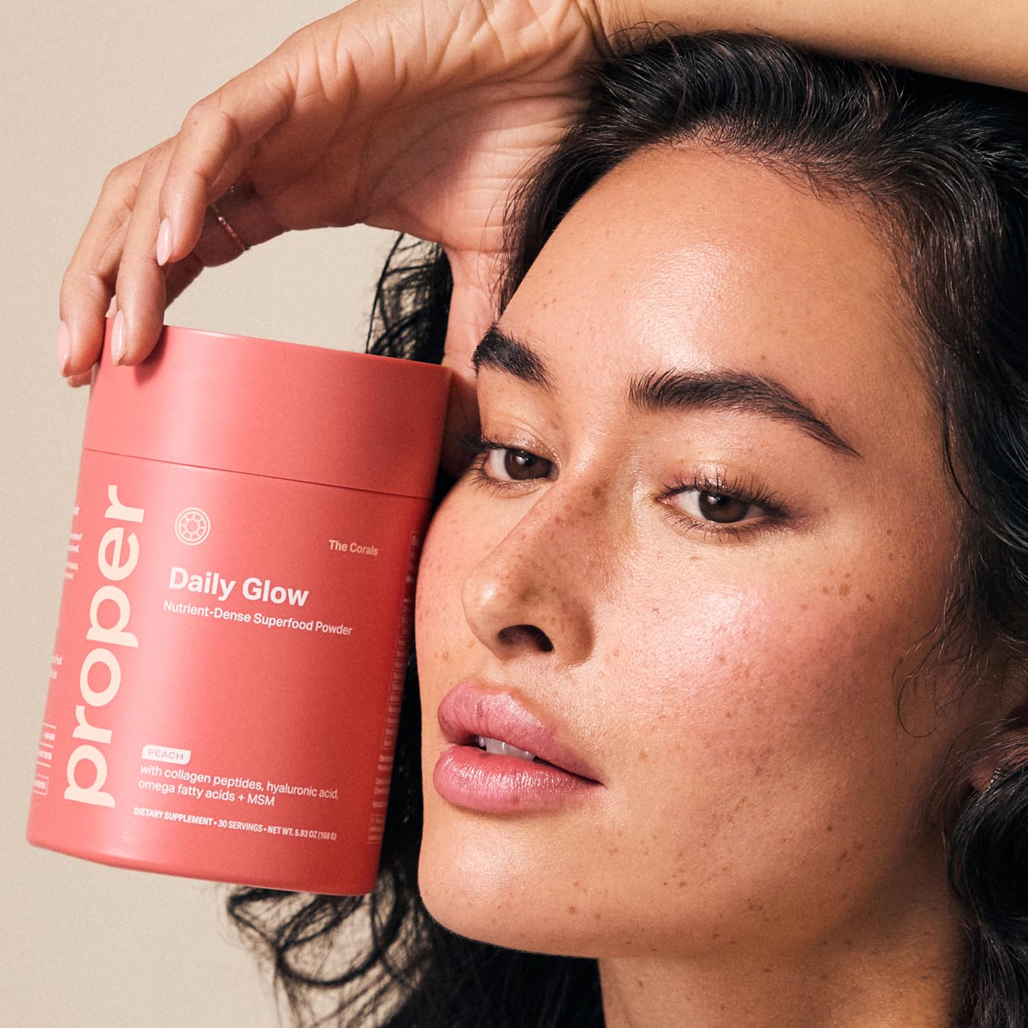 Proper, The Corals Daily Glow Beauty Blend - Nutrient Dense Superfood Powder with Collagen Peptides, Hyaluronic Acid Powder, Vitamin C, and MSM. Hair, Skin, Nail Vitamin Supplement for Women & Men Proper Au supplements