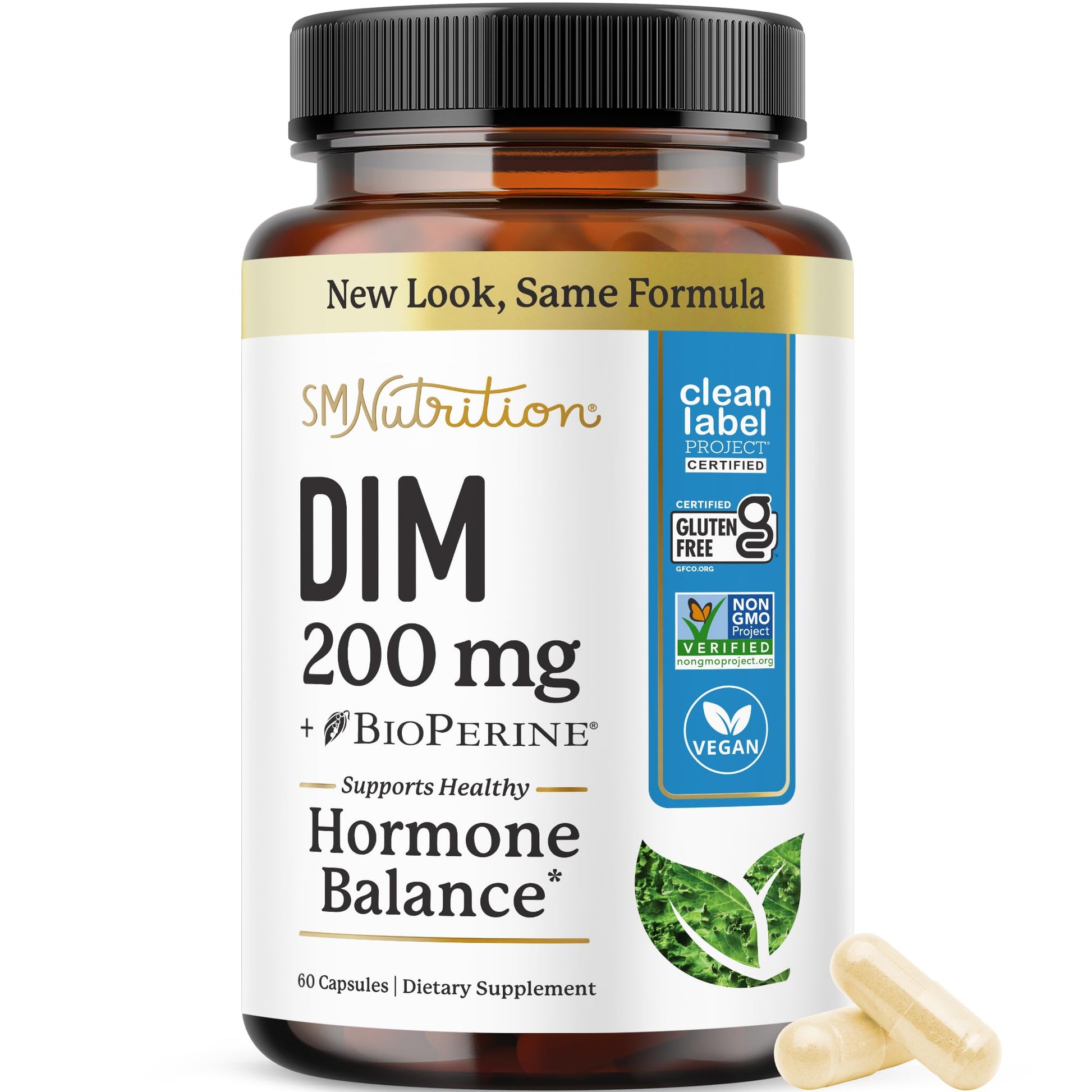 DIM Supplement 200 mg | Estrogen Balance for Women & Men | Hormonal Acne, Hormone Balance, Menopause & Antioxidant Support | Clean Label Project Certified, Vegan & Soy Free Diindolylmethane | 60 Ct. SMNutrition Au supplements