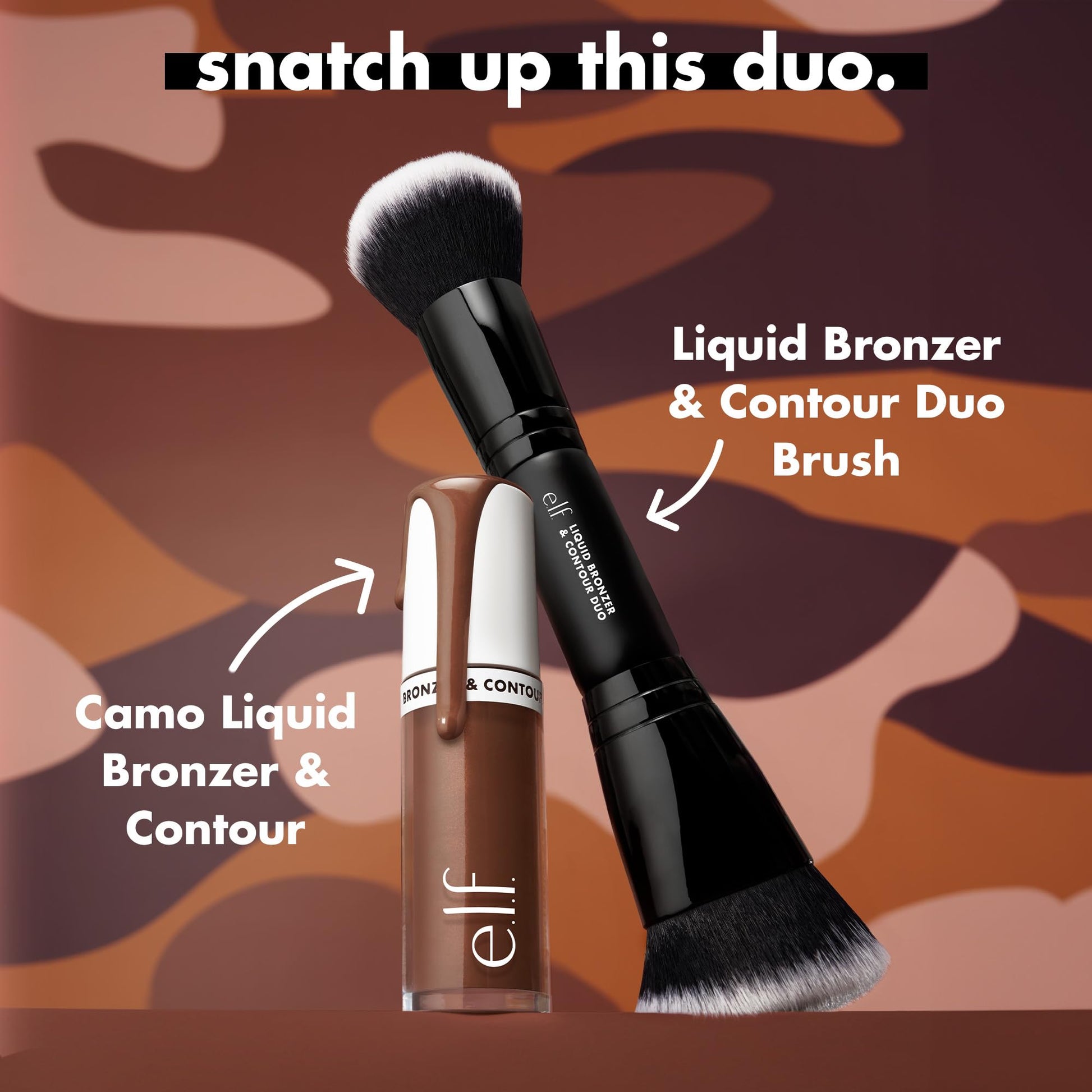 e.l.f. Liquid Bronzer & Contour Duo Brush, Silky Highly Pigmented Formula with Dual-ended Makeup Brush, Synthetic Bristles, 100% Vegan and Cruelty-Free e.l.f. Au supplements