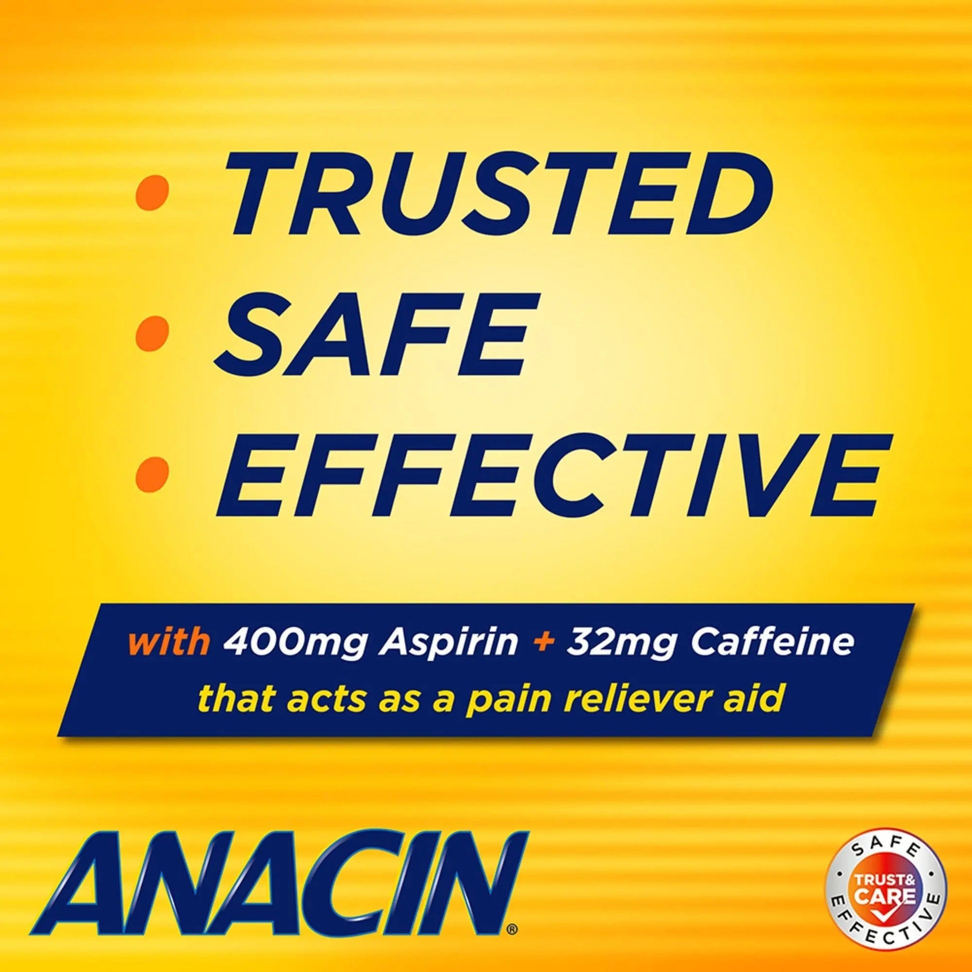 Anacin Aspirin & Caffeine Fast Pain Relief, Eases Minor Aches and Pains Due to Headache, Muscle Aches & Arthritis, 300 Count ANACIN Au supplements
