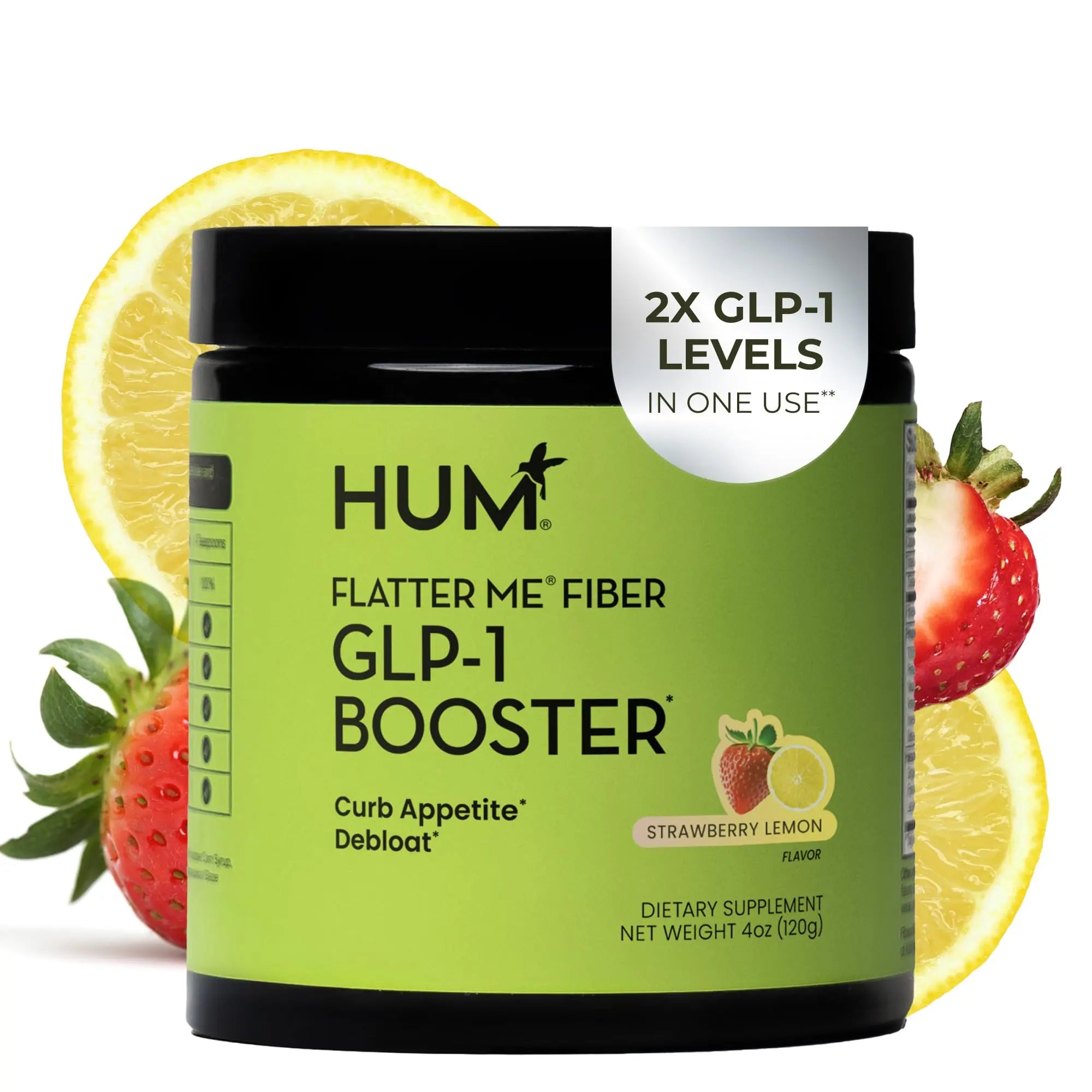 HUM Flatter Me Fiber Supplement for Women & Men, Prebiotics & Digestive Enzymes to Support Weight & Bloating, Digestive & Gut Health, Fiber Powder Drink Mix, Strawberry Lemon - 10 Servings HUM Au supplements
