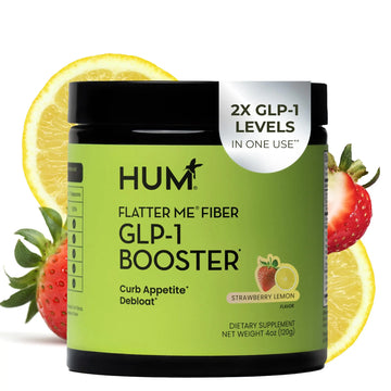 HUM Flatter Me Fiber Supplement for Women & Men, Prebiotics & Digestive Enzymes to Support Weight & Bloating, Digestive & Gut Health, Fiber Powder Drink Mix, Strawberry Lemon - 10 Servings HUM Au supplements