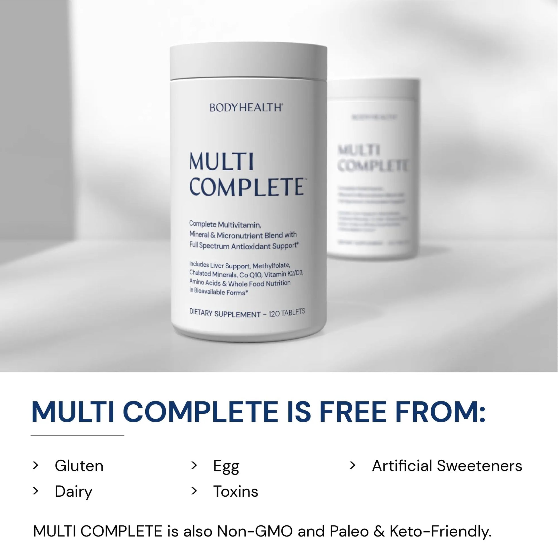 BodyHealth Multi Complete (120 Ct) Daily Multivitamin for Men and Women with Whole Foods, Minerals, Antioxidants, Organic Green Food Concentrates, and Liver Detox Extracts, Non GMO BodyHealth Au supplements