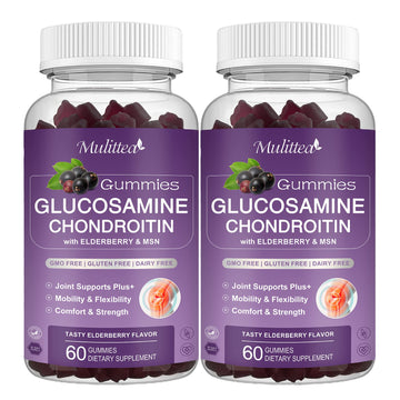 Mulittea Glucosamine Chondroitin Gummies - Extra Strength Joint Support Supplement with MSM & Elderberry for Natural Joint, Antioxidant Immune Support for Adults, Men & Women-(2 Pack) Mulittea Au supplements