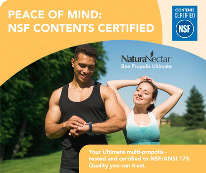 NaturaNectar - Ultimate Bee Propolis Capsules - NSF Contents Certified -Brazilian Red, Brown, & Green - Gluten-Free Supplement with Flavonoids - Naturally Sourced Through Ethical Beekeeping (60pcs.) NaturaNectarAu supplements