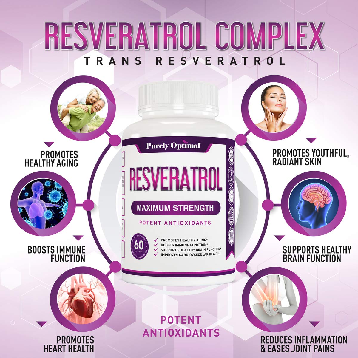Premium Resveratrol Supplement 1500mg - Max Strength, Trans Resveratrol Capsules Purely Optimal Au supplements