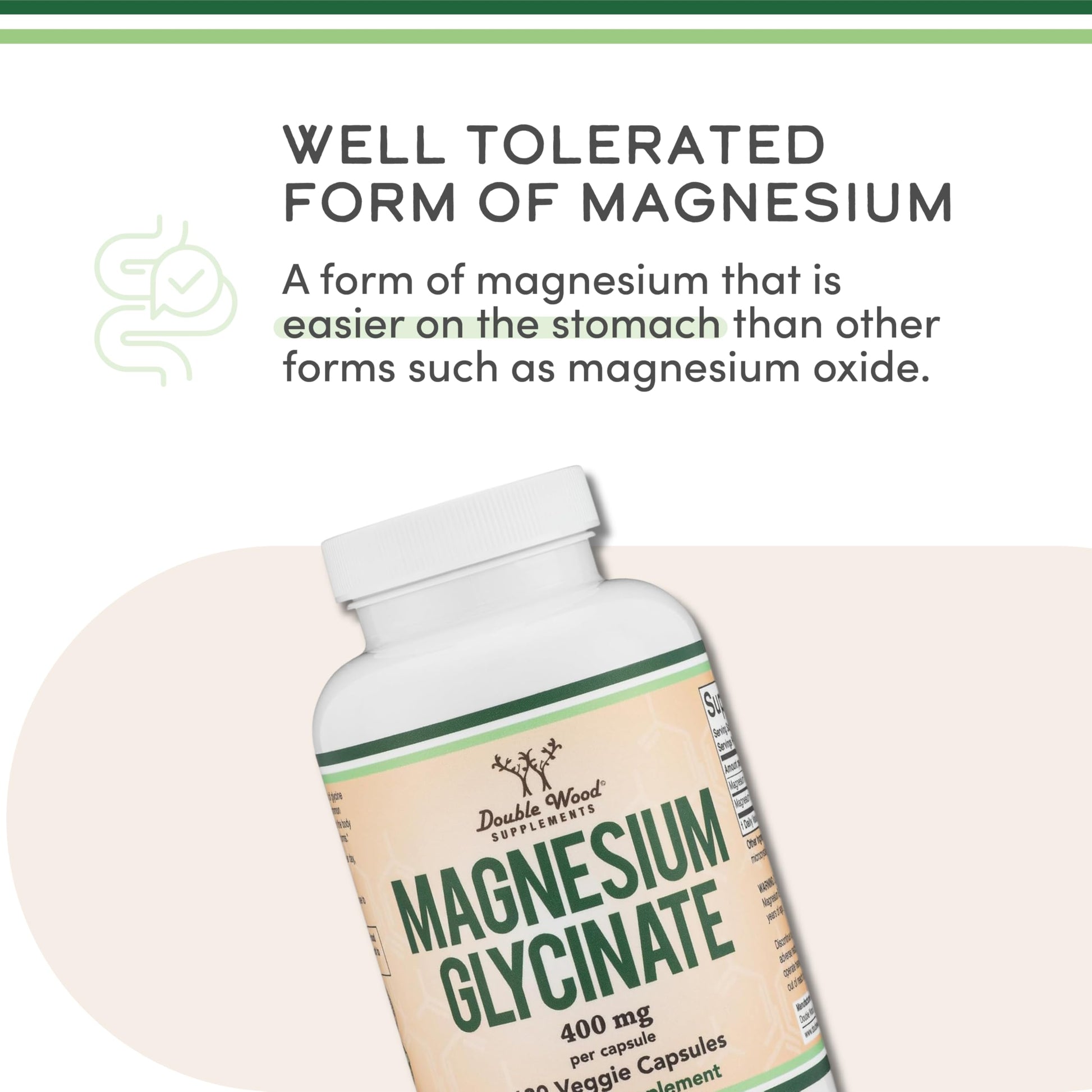 Magnesium Glycinate 400mg | 180 Capsules | Sleep, Muscle, & Heart Support | Vegan, Third Party Tested, Gluten Free, Non-GMO, by Double Wood Supplements Double Wood Supplements Au supplements