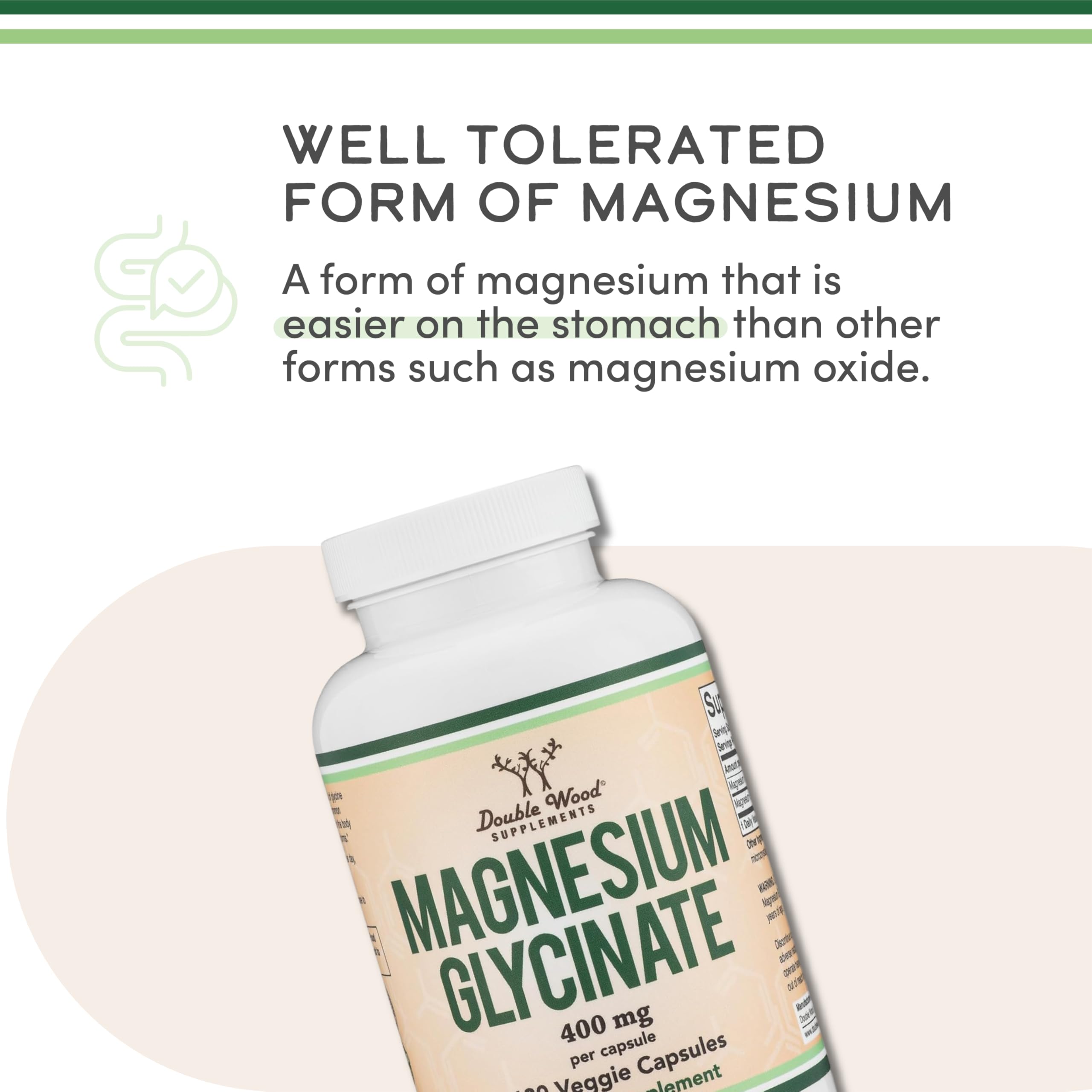 Magnesium Glycinate 400mg | 180 Capsules | Sleep, Muscle, & Heart Support | Vegan, Third Party Tested, Gluten Free, Non-GMO, by Double Wood Supplements Double Wood Supplements Au supplements