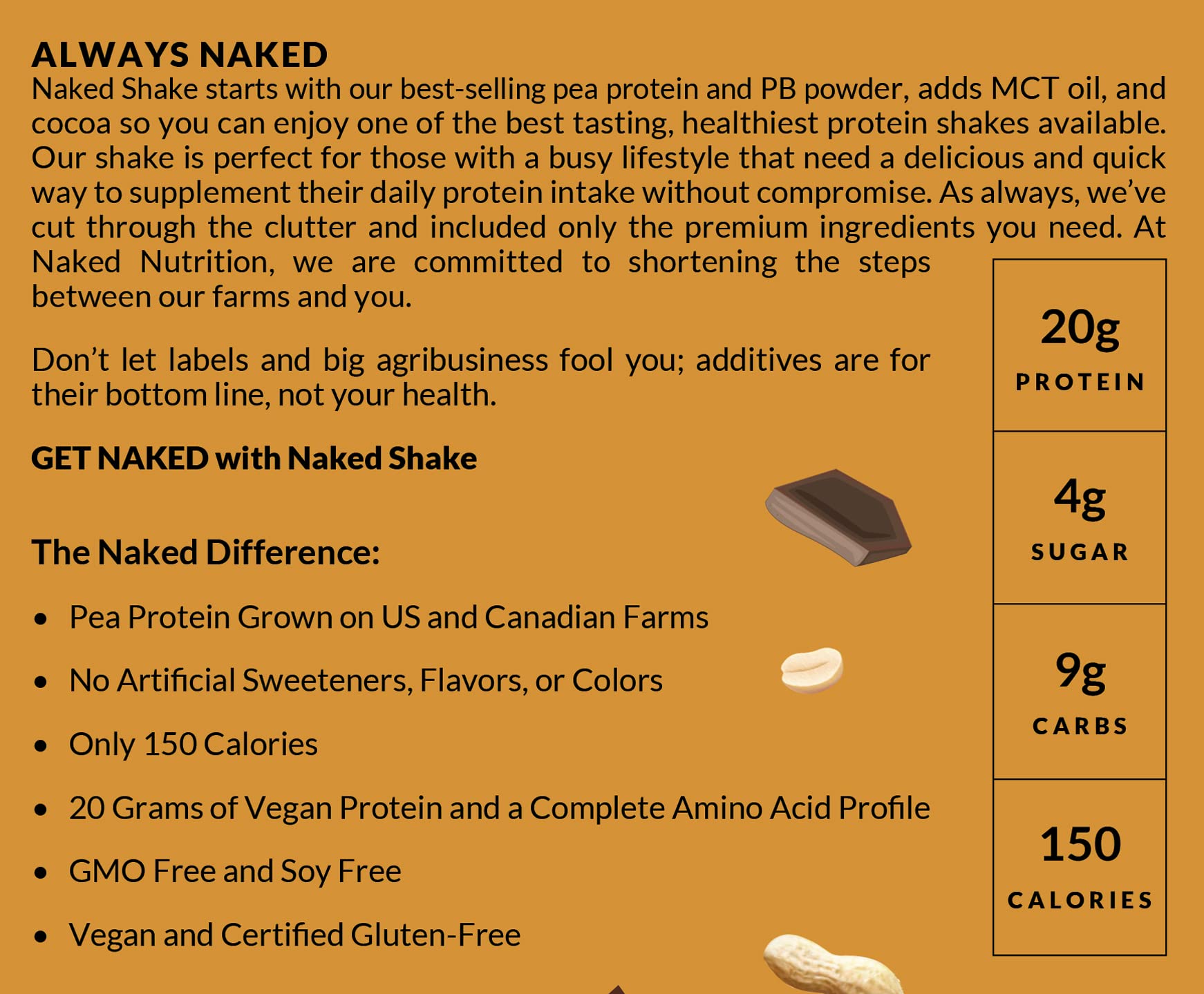 Naked Shake - Chocolate Peanut Butter Protein Powder - Vegan Protein Powder from US NAKED Au supplements