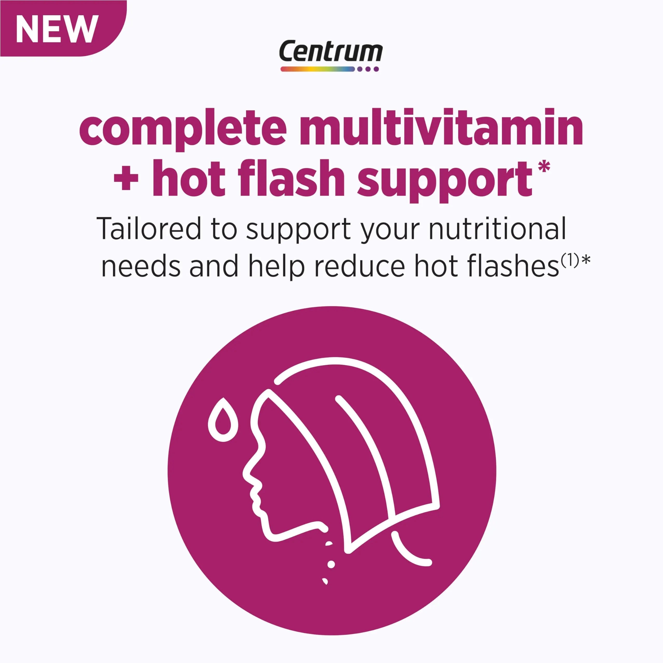 Centrum Complete Multivitamin Supplement + Hot Flash Support Menopause Support Tablets, with Clinically Studied geniVida, 30 Count Centrum Au supplements