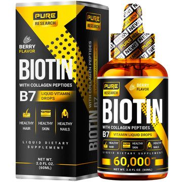 PURE RESEARCH Liquid Biotin & Collagen Hair Growth Drops 60,000mcg – Biotin and Liquid PURE RESEARCH Au supplements