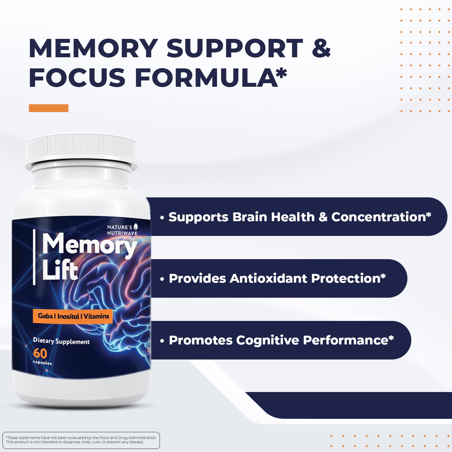 Nature’s NutriWave Memory Lift Capsules – Natural Daily Supplement with Vitamins A, C, D, E, B-Complex, Biotin & Choline – Made in USA, GMP-Certified, Non-GMO, Vegetarian – 60 Caps, 1 Month Supply Nature’s NutriWave Au supplements