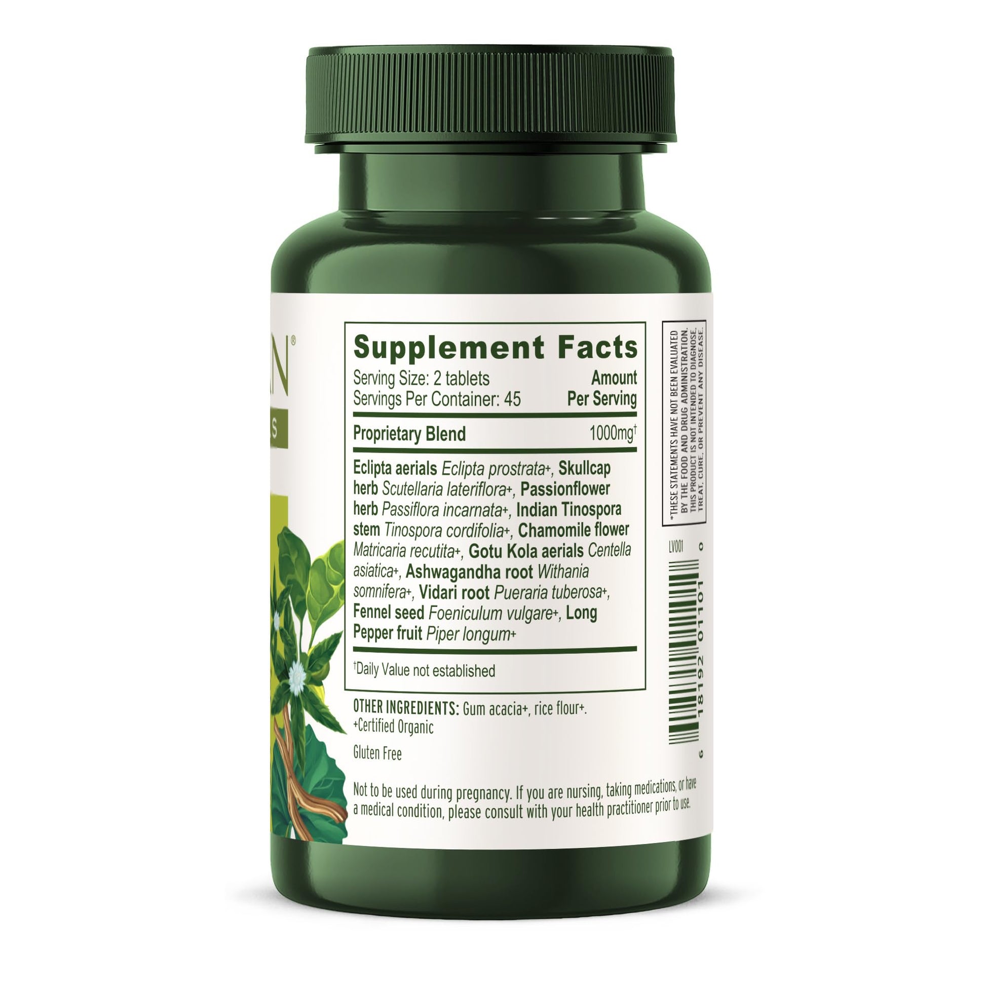Banyan Botanicals Organic Tranquil Mind – Nervous System Support & Physical Relaxation Supplement – with Skullcap, Passionflower & Gotu Kola – Non-Drowsy Systemic Grounding – 90 Tablets – USDA Organic Banyan Botanicals Au supplements