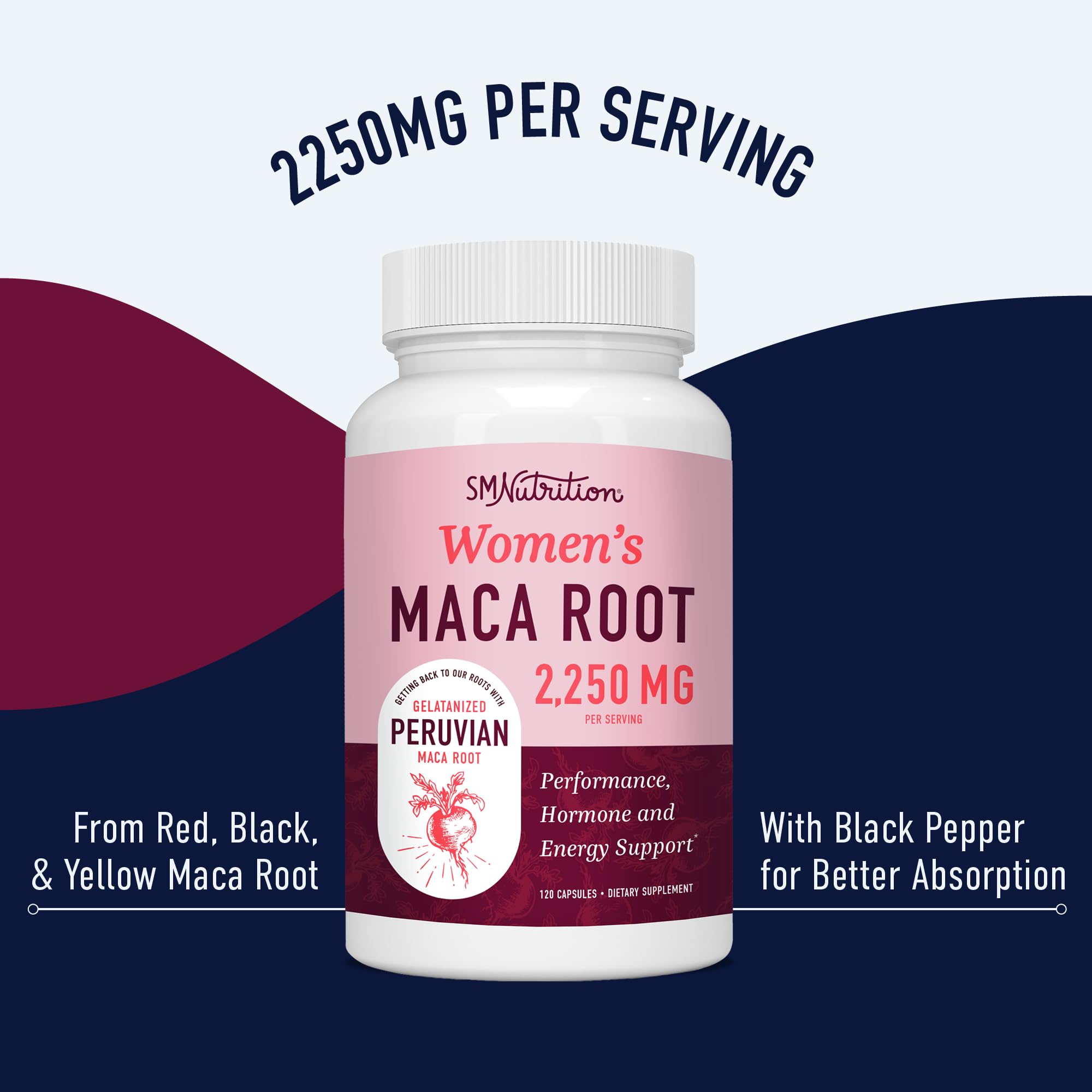 Organic Maca Root Capsules for Women | 2250MG Extra Strength | Red, Black & Yellow SMNutrition Au supplements
