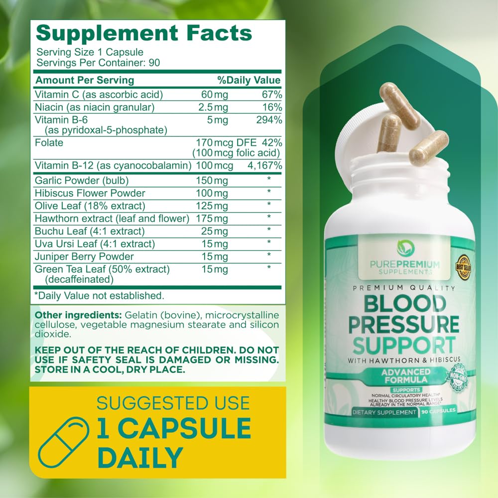 PurePremium Blood Pressure Support Supplement with Hawthorn, Hibiscus & Garlic PurePremium Supplements Au supplements