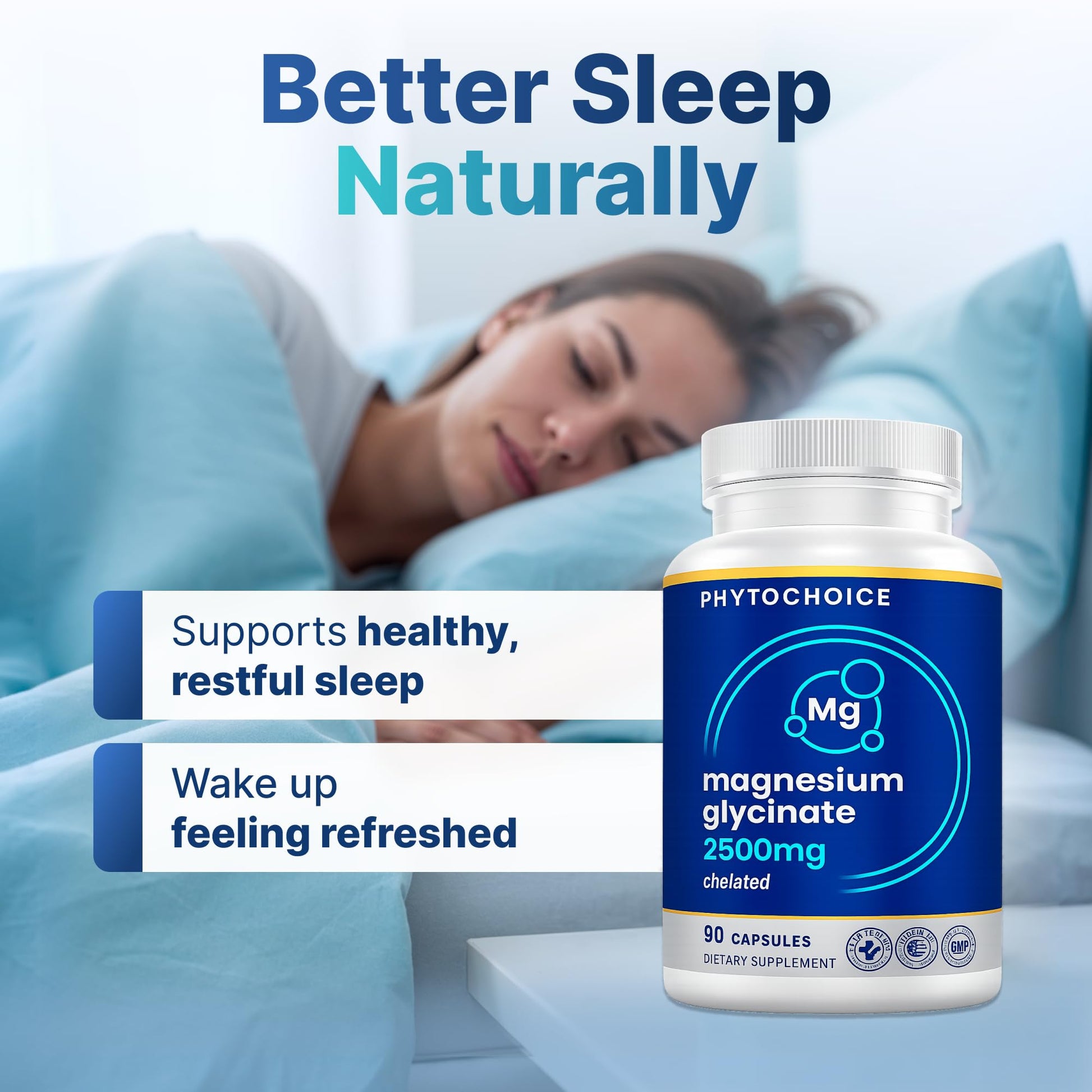 Magnesium for Sleep & Recovery – High Potency 2500mg Magnesium Glycinate for Men & Women, Chelated for High Absorption, Supports Deep Rest, Nerve & Muscle Recovery, Made in USA, 1 Month Supply PHYTOCHOICE Au supplements