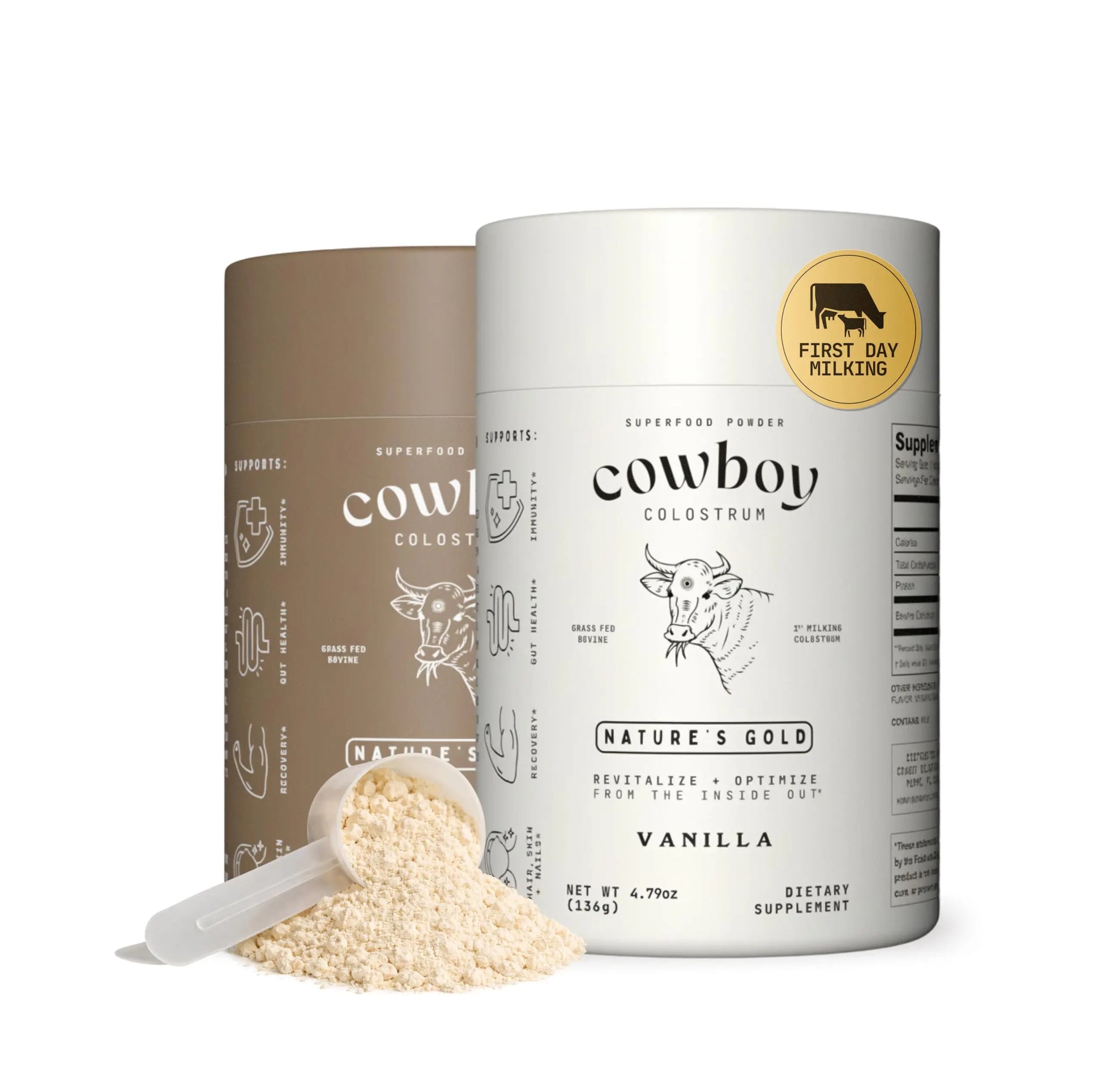 Cowboy - The Exclusive 1st Milking, Whole, Grass Fed Colostrum Supplement for Full Body Health - Sugar Free Bovine Colostrum Powder Packed with Bioactive(Vanilla & Chocolate) Nutrients COWBOY COLOSTRUM Au supplements