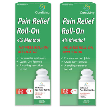 CARELIVING Roll On Pain Relief for Knee, Neck, Joint, Shoulder, Arthritis Pain Reliever, Sore Muscle Relief, Roll On Menthol Gel 2.5 Fl Oz (Pack of 2) CARELIVING Au supplements