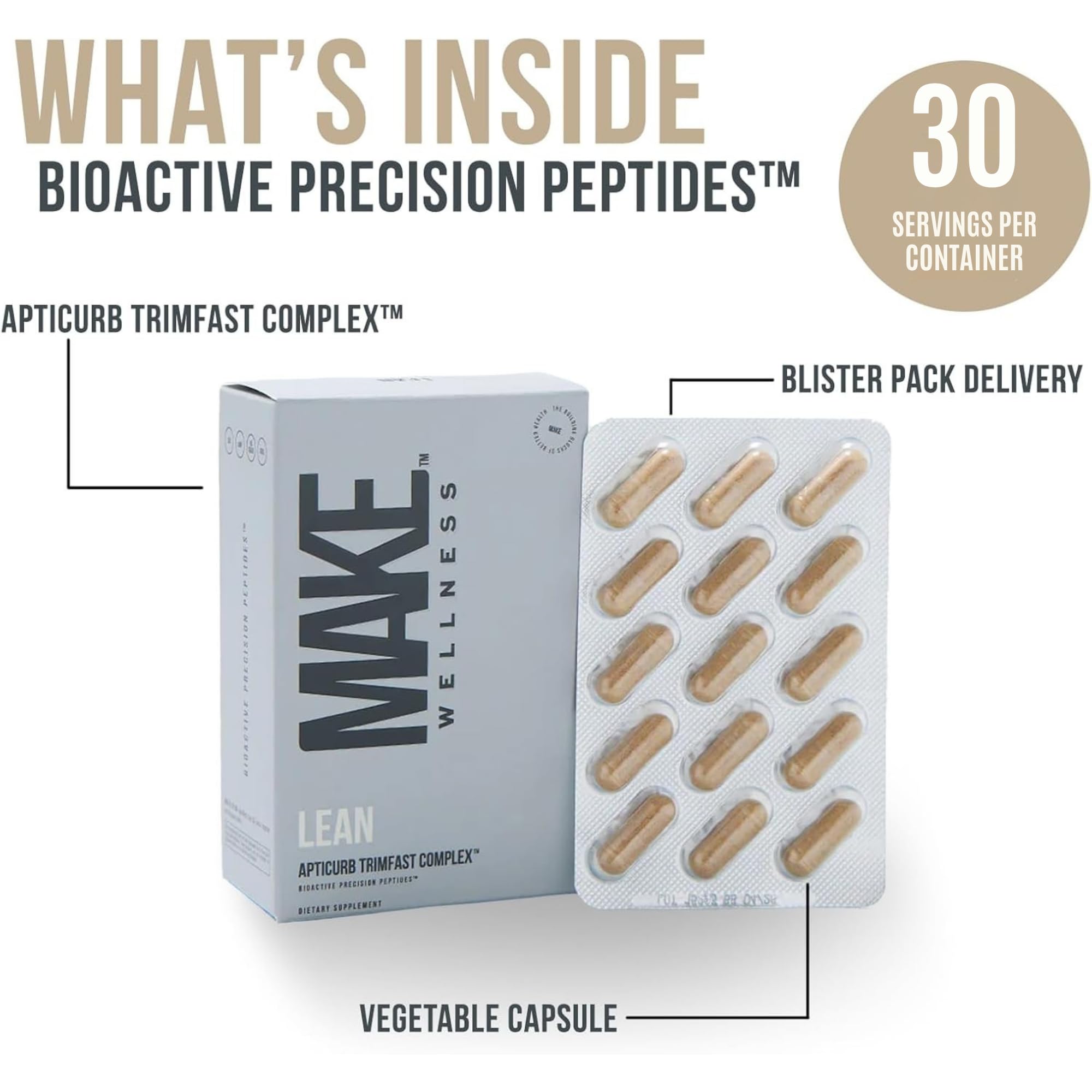 Make Wellness Lean Peptide Supplement | Supports Overall Wellness, Normal Muscle Health & Active Lifestyles | Bioactive Peptide Blend | Clean, Non-GMO Formula | 30 Servings for Daily Nutrition Make Wellness Au supplements