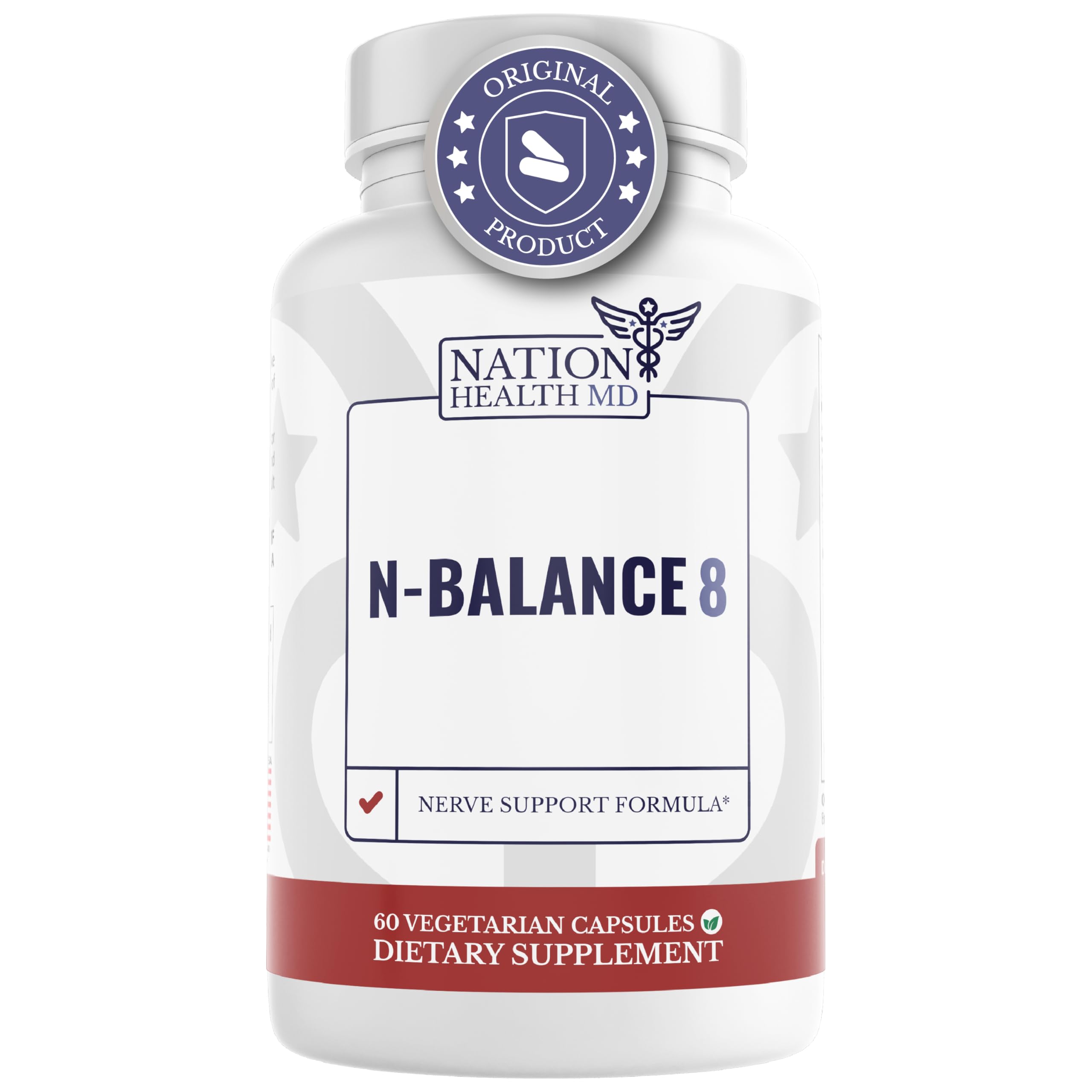 NATION HEALTH MD N-Balance 8 - Nerve Support Formula - Nerve Support Supplement with Alpha Lipoic Acid, Benfotiamine and ALA - Nerve Health Supplements for Men & Women, 120 Capsules NATION HEALTH MD Au supplements