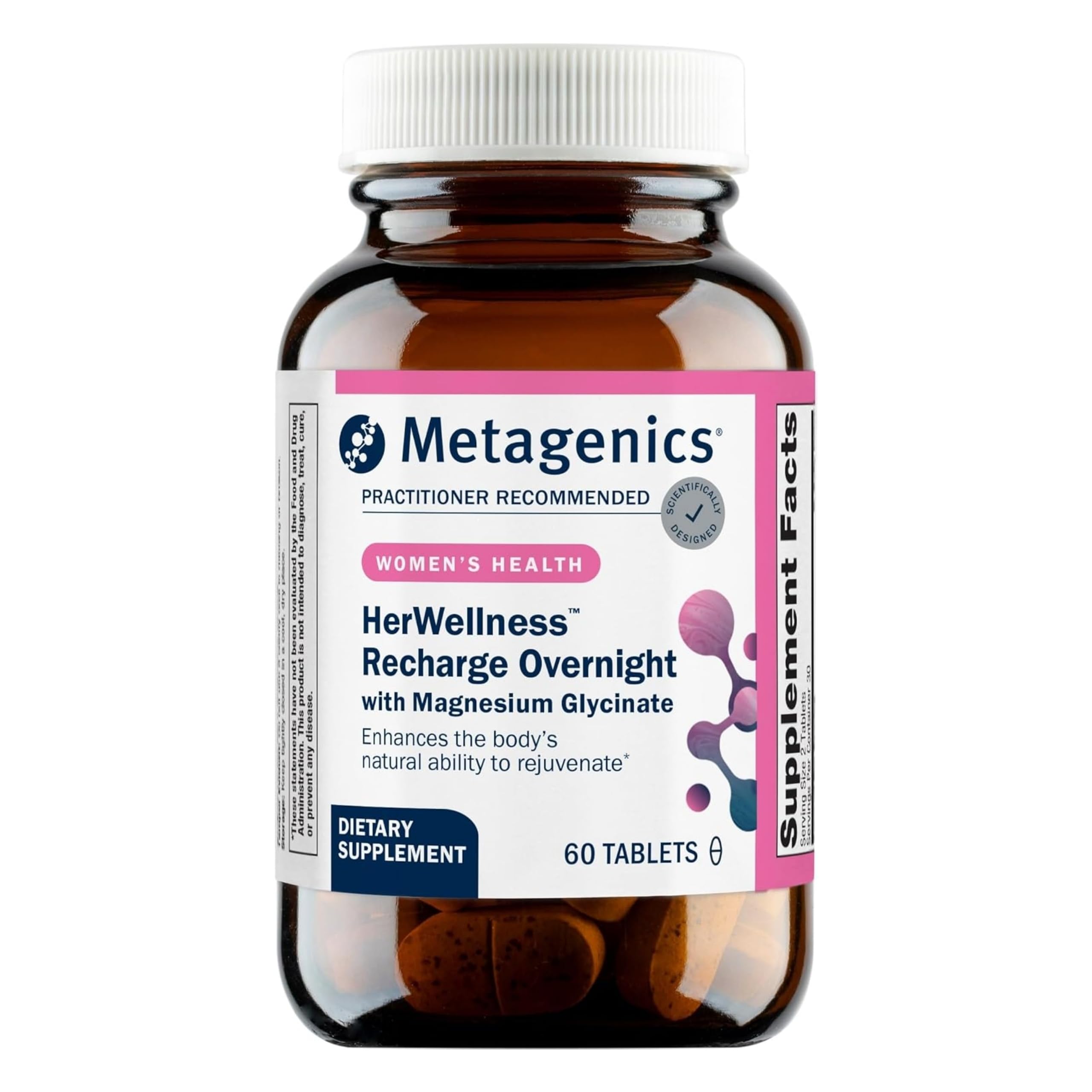 Metagenics HerWellness Recharge Overnight - Women's Sleep Support with Chelated Magnesium, Holy Basil, Zinc & Vitamin C - Supports Relaxation, Stress & Sleep - Non-GMO & Gluten-Free - 60 Tablets Metagenics Au supplements