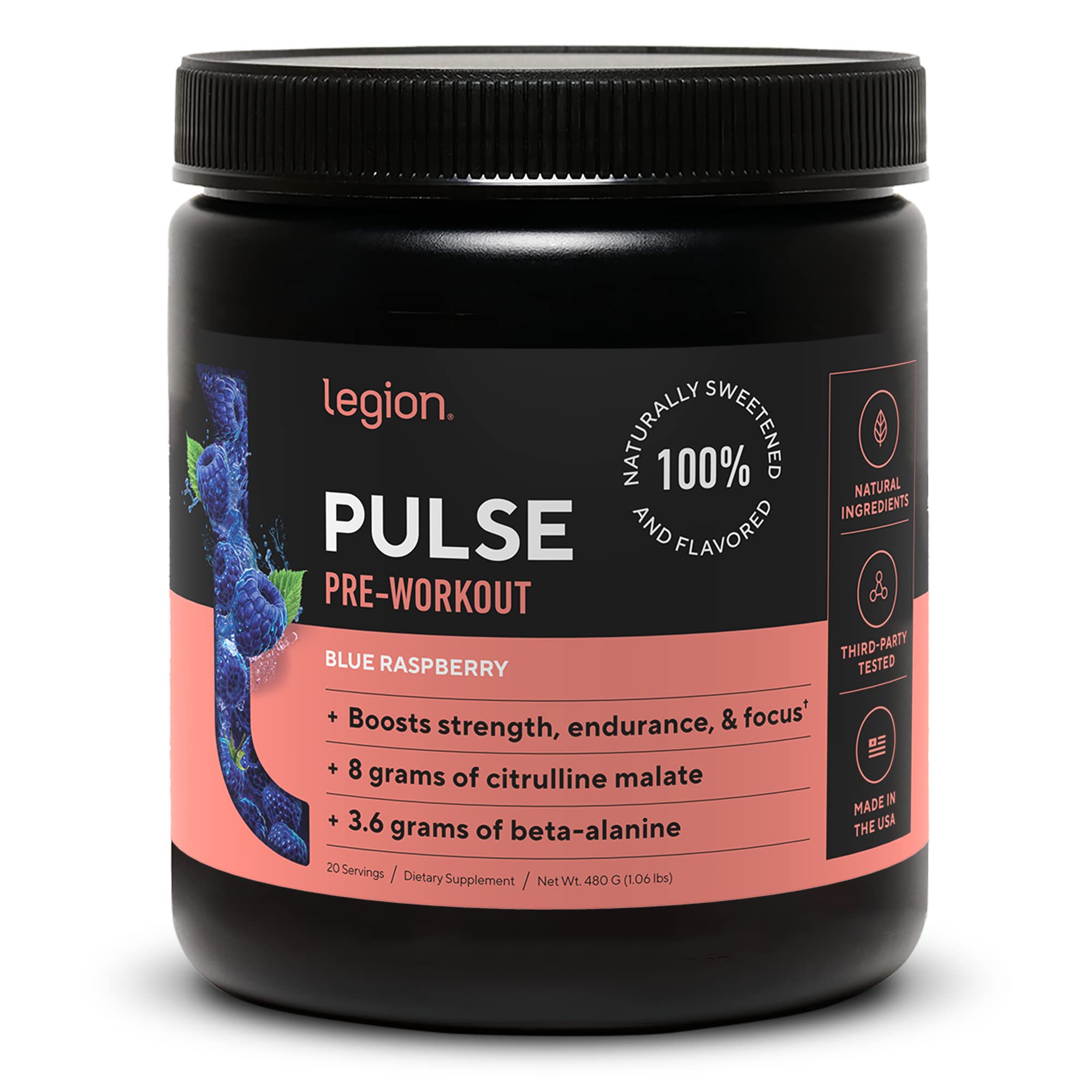 LEGION Pulse Pre Workout Supplement - All Natural Nitric Oxide Preworkout Drink to Boost LEGION Au supplements