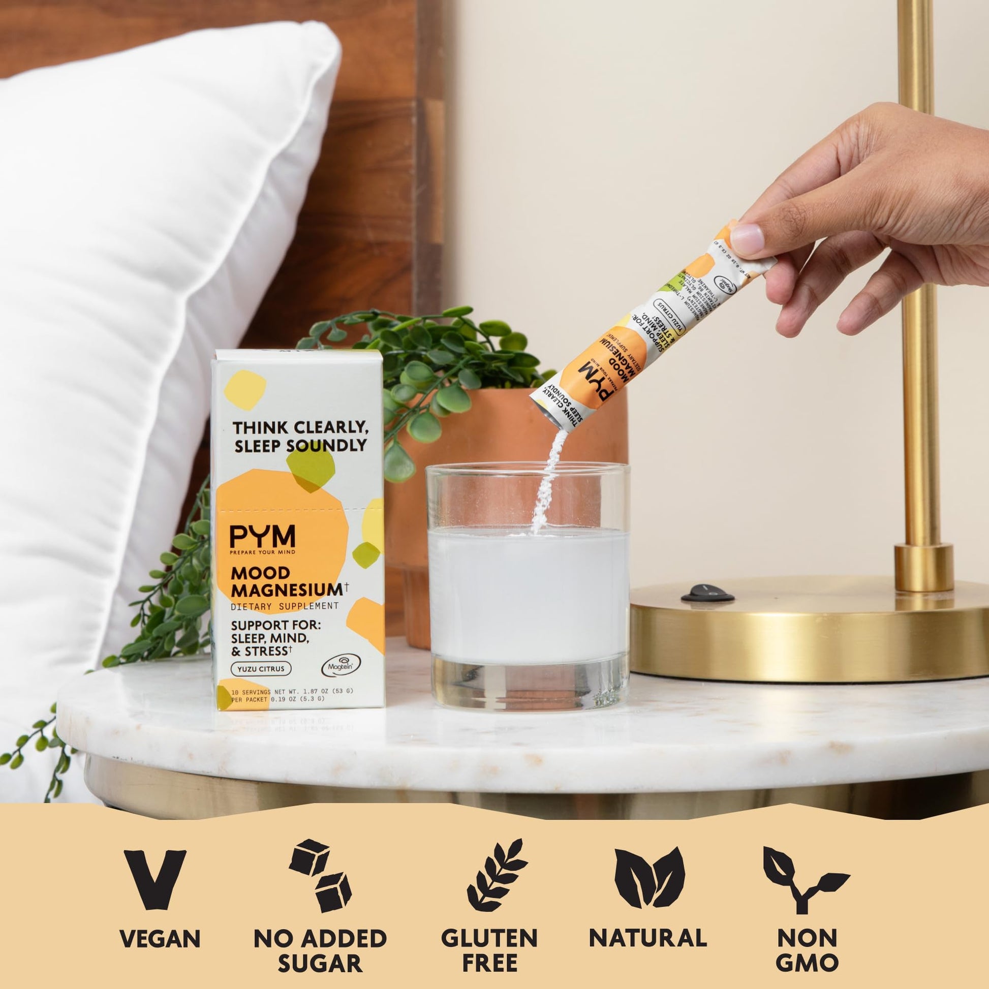 PYM Mood Magnesium Powder Packets (10-Servings) Magnesium Glycinate, L-Threonate & Malate Powder | Aid & Mood Support Supplement for Stress PYM Health Au supplements