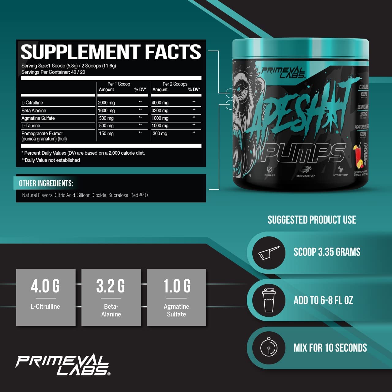Primeval Labs Ape Pumps Natural Pre Workout Powder | Caffeine Free Preworkout Primeval Labs Au supplements