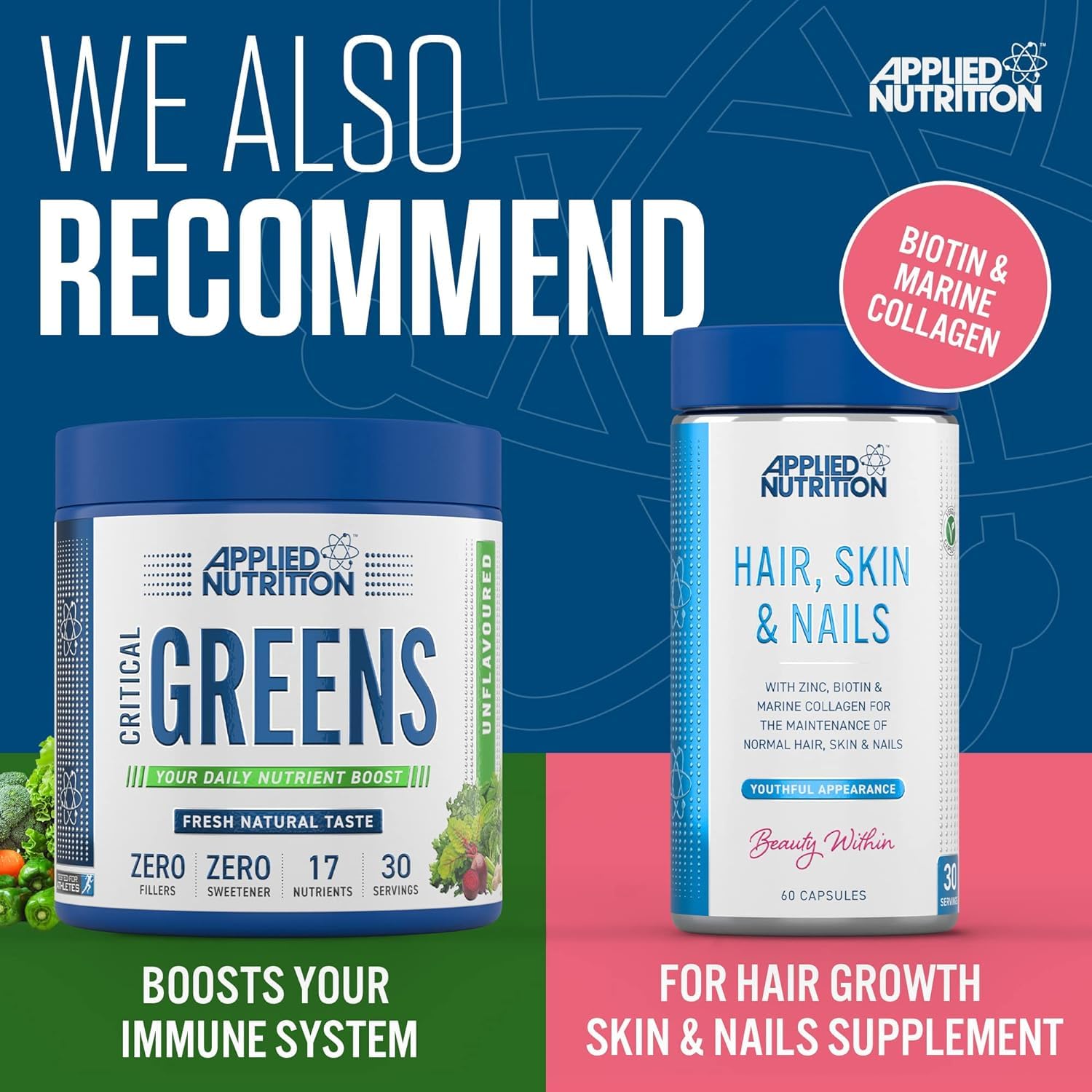 Applied Nutrition Marine Collagen Powder - Hydrolysed Collagen Protein, Healthy Skin, Hair, Nails Applied Nutrition Au supplements