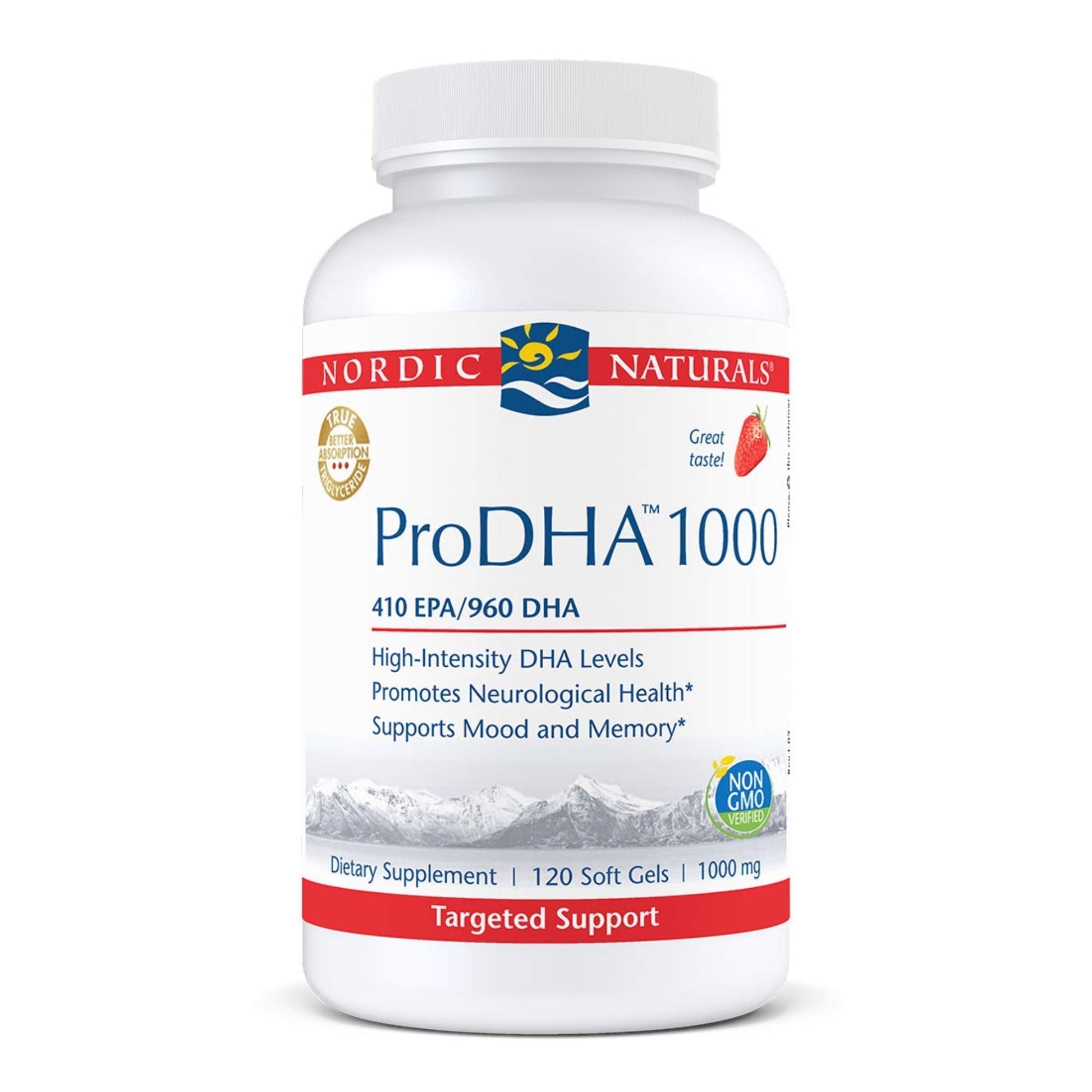 Nordic Naturals ProDHA 1000, Strawberry - 120 Soft Gels - 1660 mg Omega-3 - High-Intensity DHA Formula for Neurological Health, Mood & Memory - Non-GMO - 60 Servings Nordic Naturals Au supplements