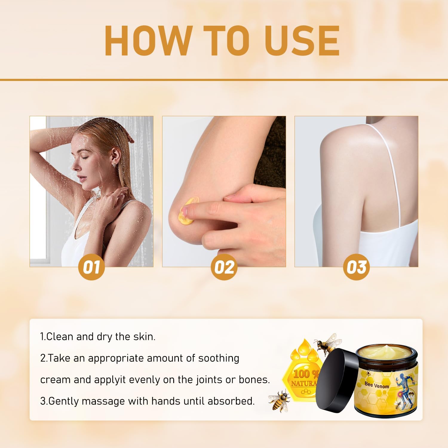 2 Pcs Bee Venom Cream, Professional Bee Venom Cream, Natural Joint Gel, for Neck,Waist,Back Hand Feet and Leg LinTsing Au supplements