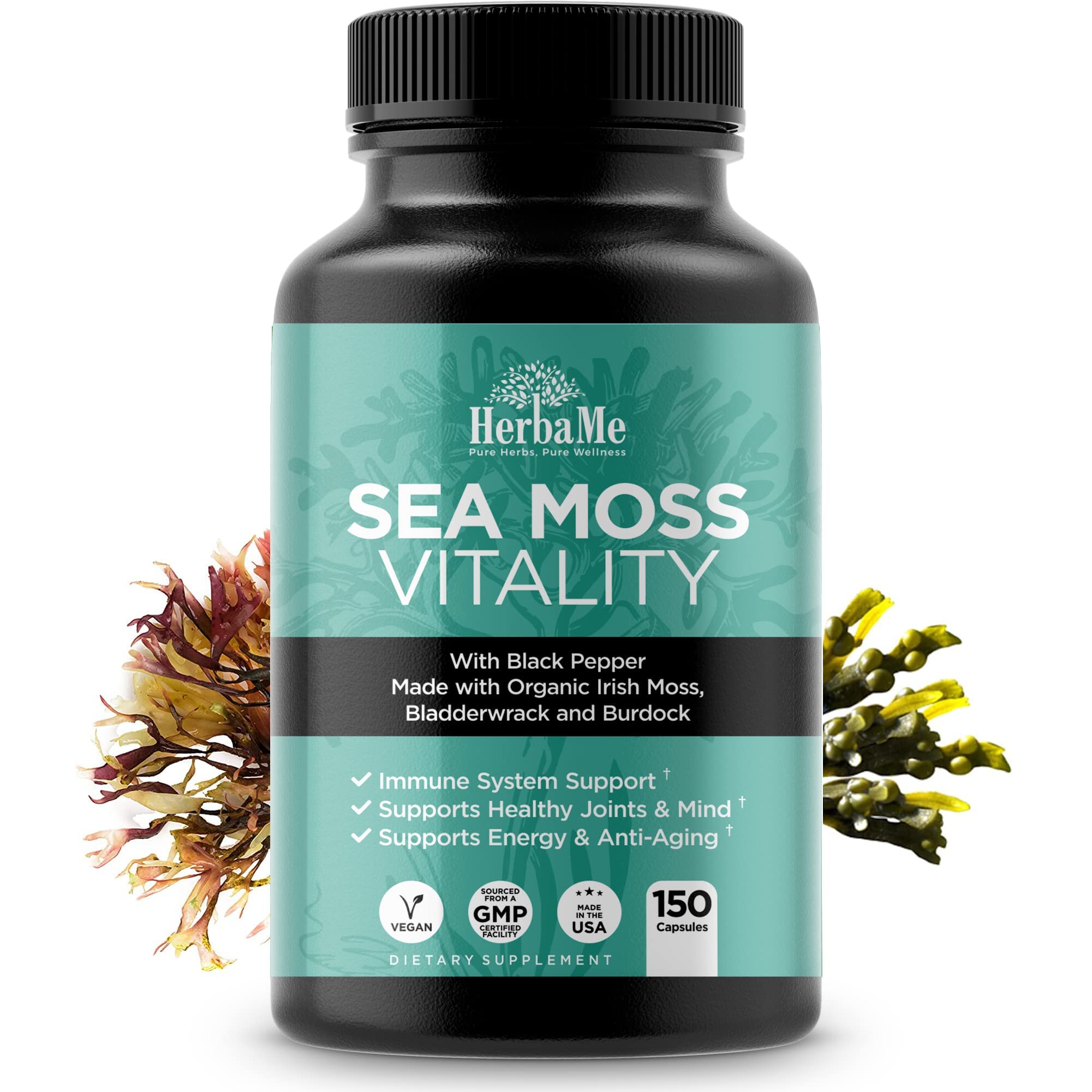 HerbaMe Organic Irish Sea Moss with Bladderwrack, Burdock Root & Black Pepper Extract HerbaMe Au supplements