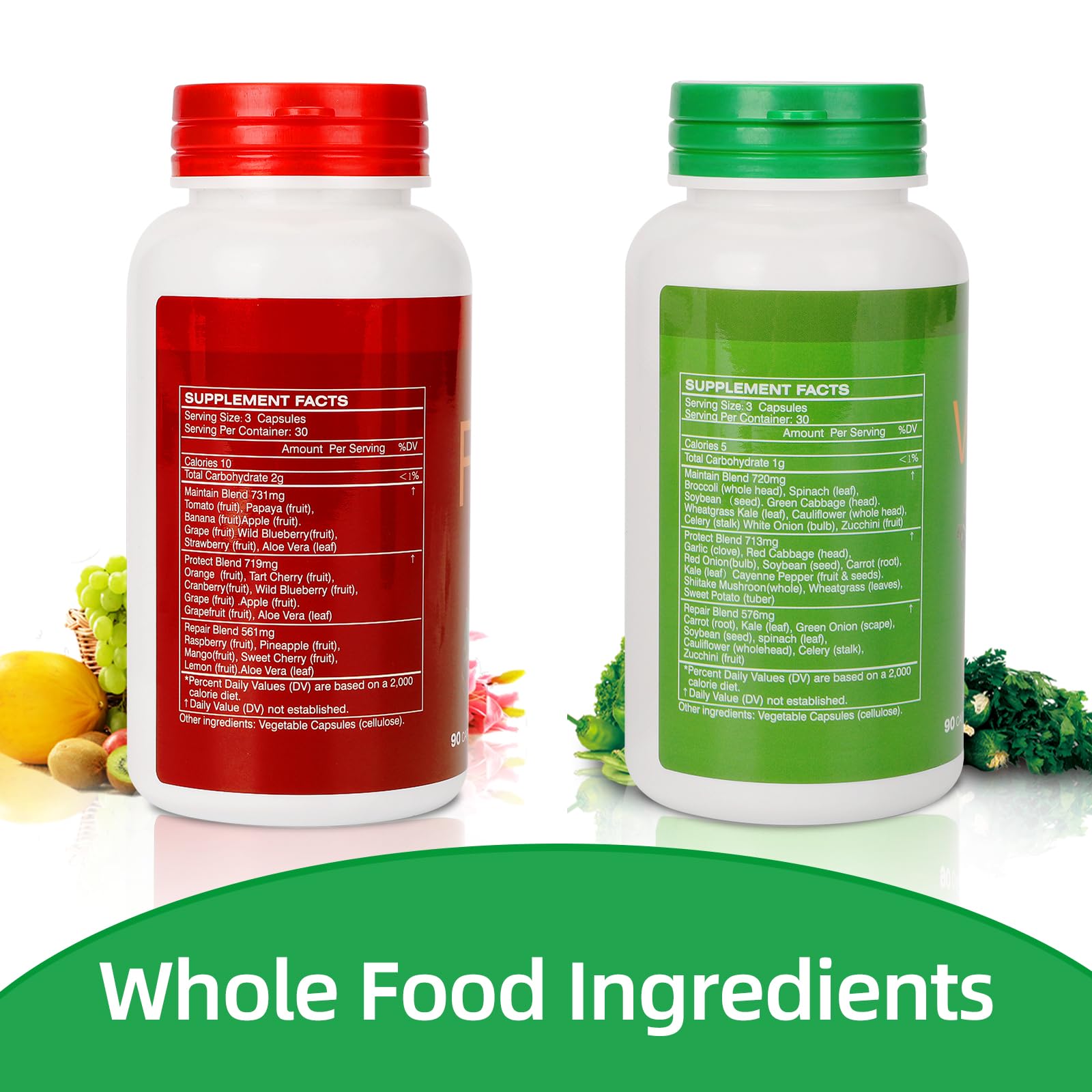 Fruit and Veggies Supplement Ingredients Natural – 4 Bottles 360 Total Vegetarian Capsules | Balance of Natural 16+18 Whole Fruits & Veggies Blend | Fresh Superfood Formula with Vitamins and Minerals JulyDeer Au supplements