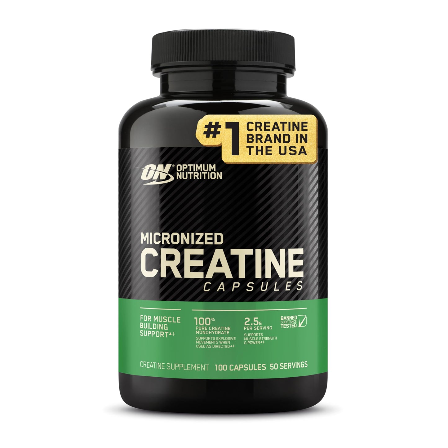 Optimum Nutrition Micronized Creatine Monohydrate Capsules, Keto Friendly, 2500mg, 100 Capsules Optimum NutritionUS supplements