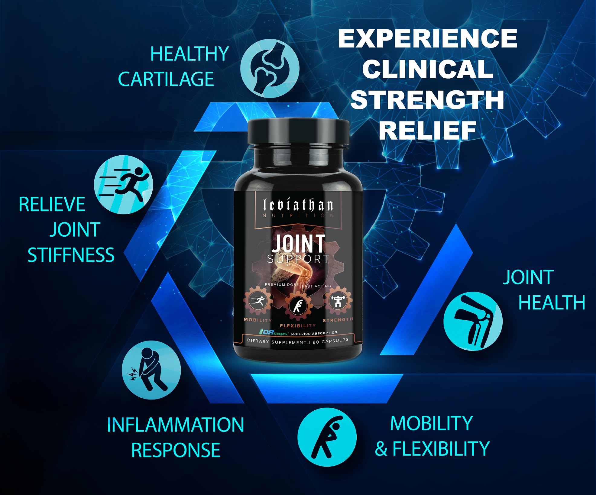 Leviathan Nutrition Joint Support | Helps Repair & Restore Joints for Comfort Mobility, Flexibility, Strength & Joint Health with Boswellia for Hands Back Knee and Joints for Men & Women - 90 Capsules Leviathan Nutrition Au supplements
